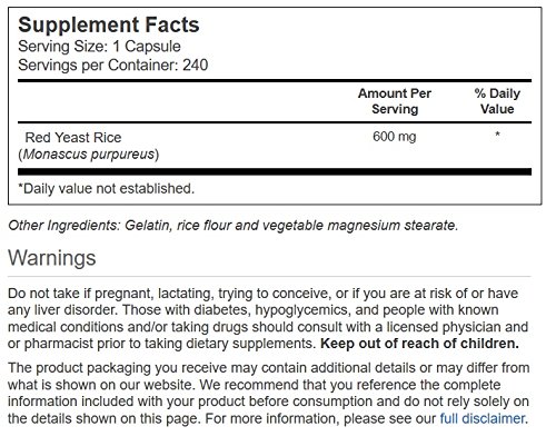 Foto 3 pulgar | Suplemento Vitacost De Arroz De Levadura Roja 600 Mg 240 Cápsulas - Venta Internacional.