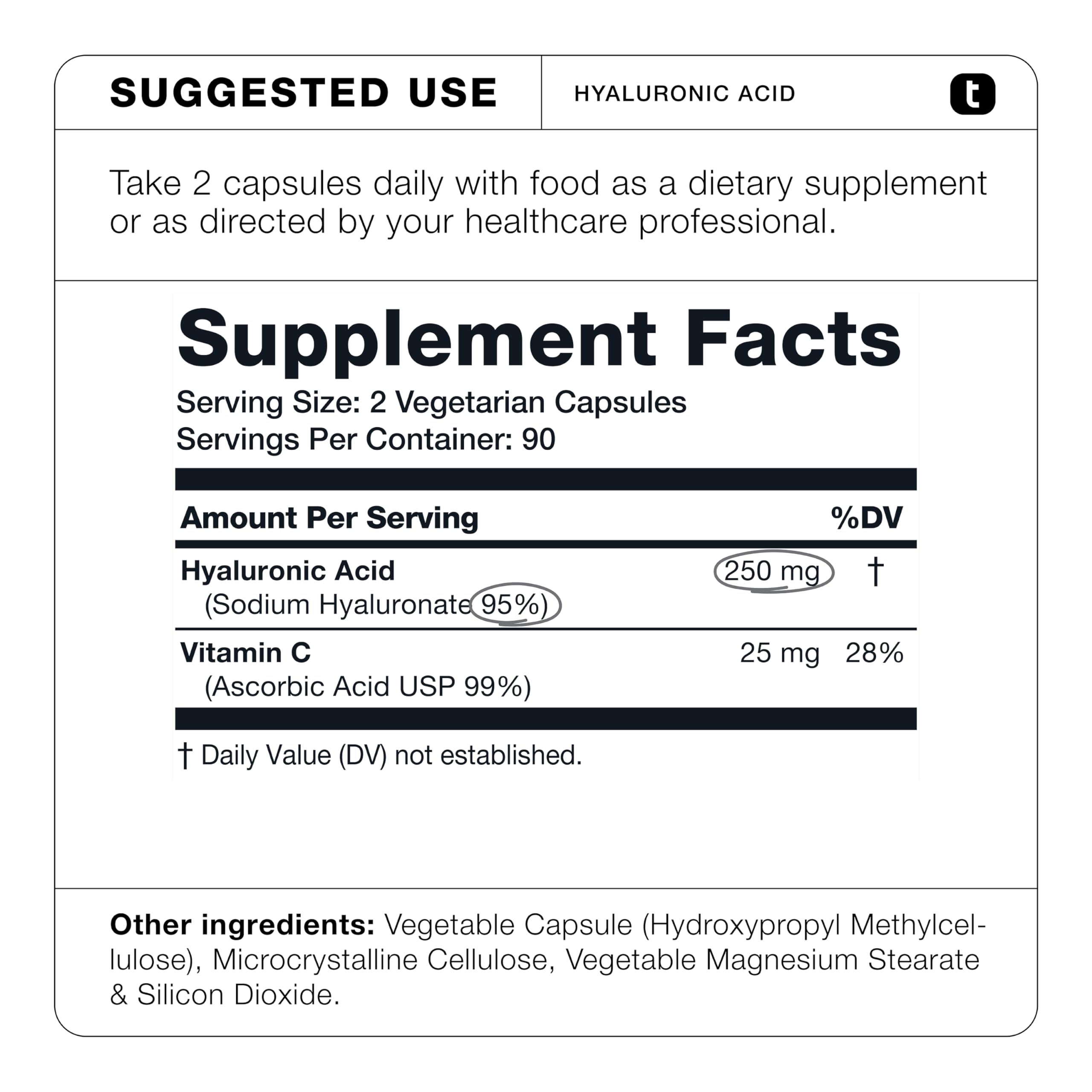 Foto 7 pulgar | Suplemento De Ácido Hialurónico De Ultra Alta Pureza Toniiq 275 Mg - Venta Internacional.