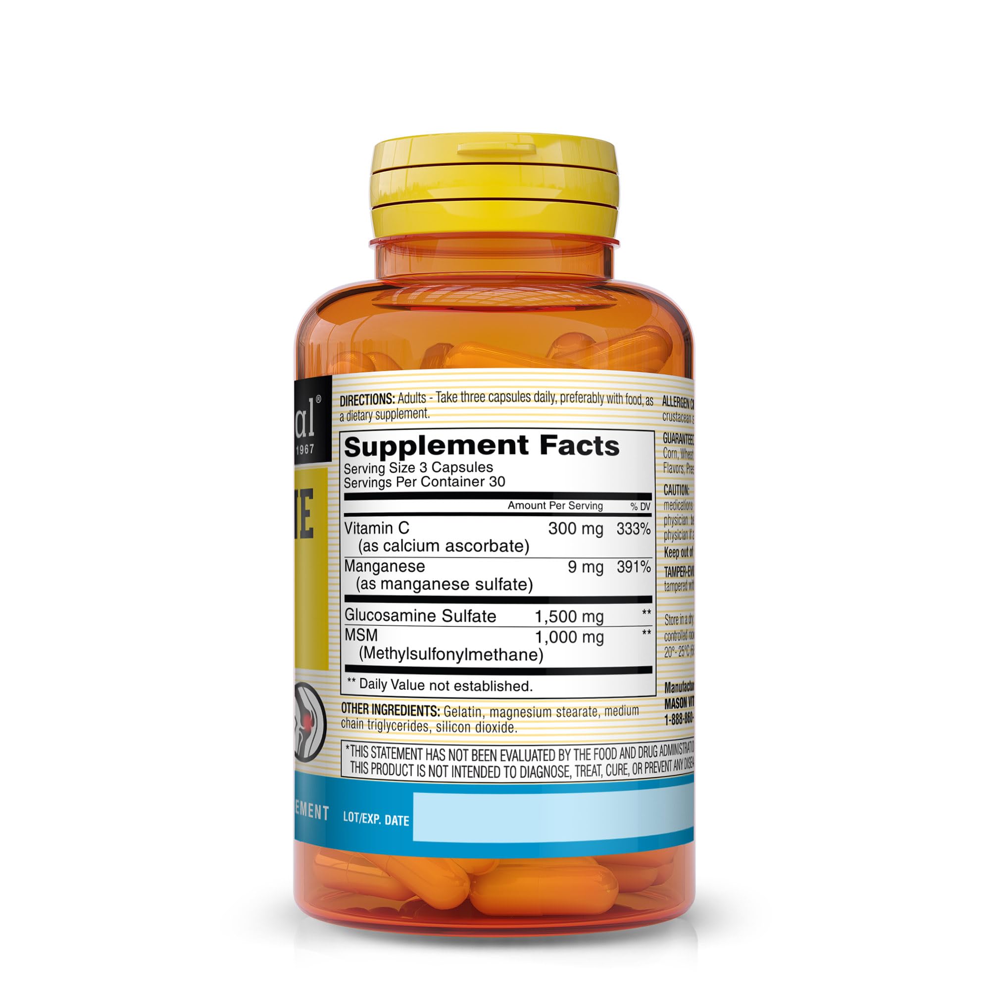 Foto 3 pulgar | Suplemento Mason Natural Glucosamine Complex + Msm 90 Cápsulas - Venta Internacional.