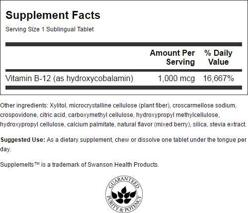 Foto 3 pulgar | Suplementos De Vitamina B-12, 1000 Mcg, Swanson, 60 Tabletas Masticables - Venta Internacional.