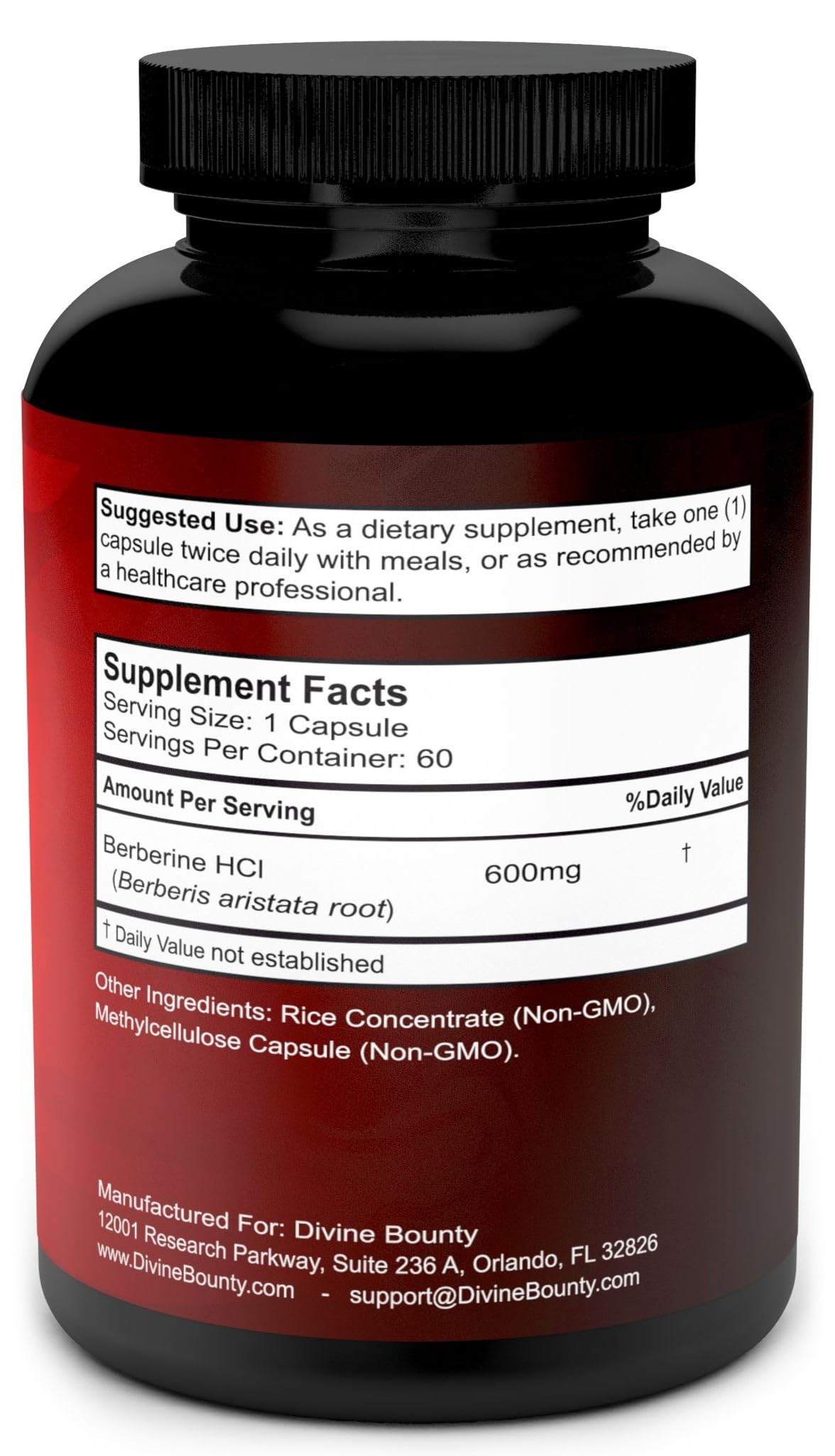 Foto 3 pulgar | Suplemento Divine Bounty Pure Berberine Complex 600 Mg - Venta Internacional.