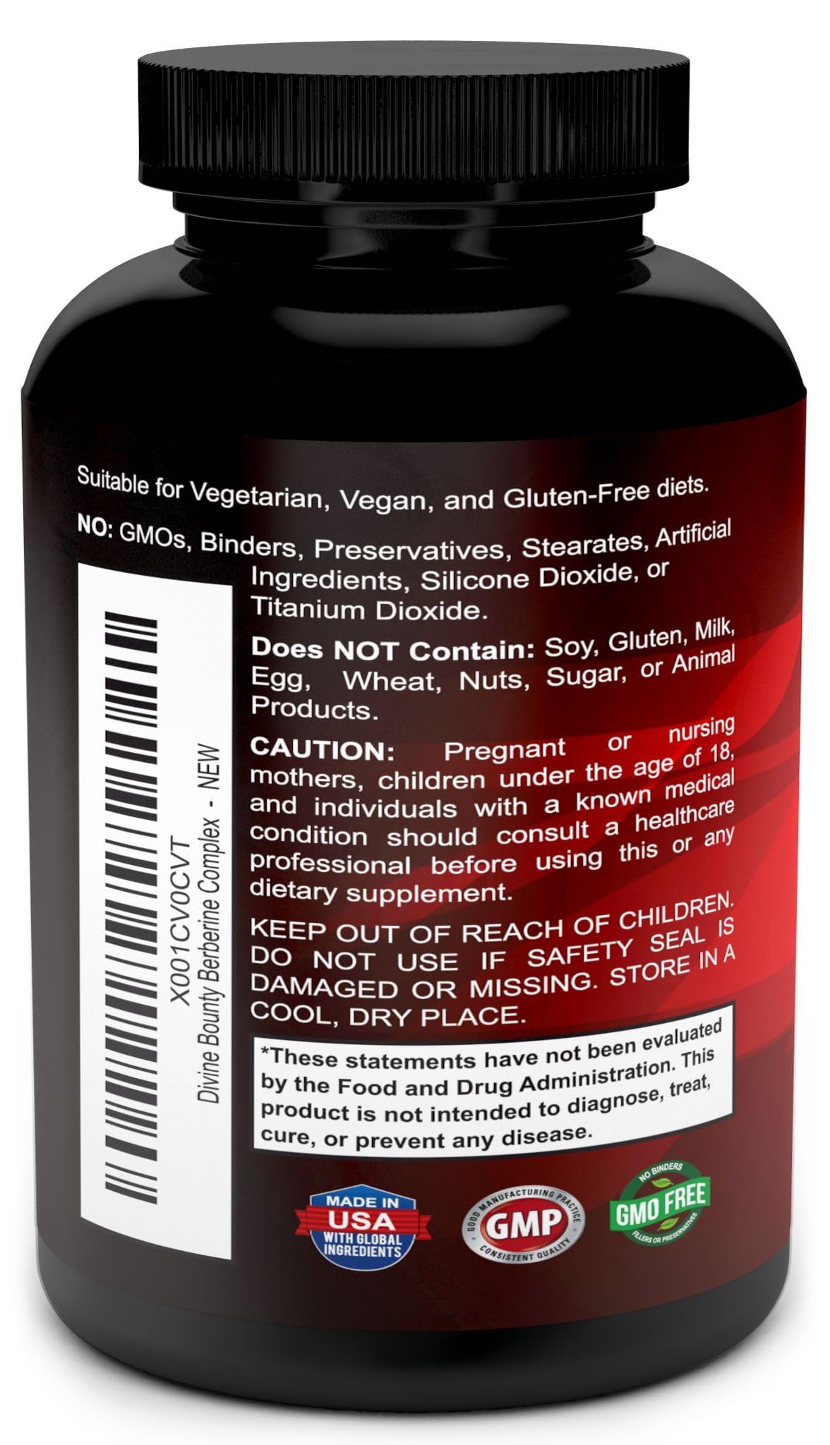 Foto 4 pulgar | Suplemento Divine Bounty Pure Berberine Complex 600 Mg - Venta Internacional.