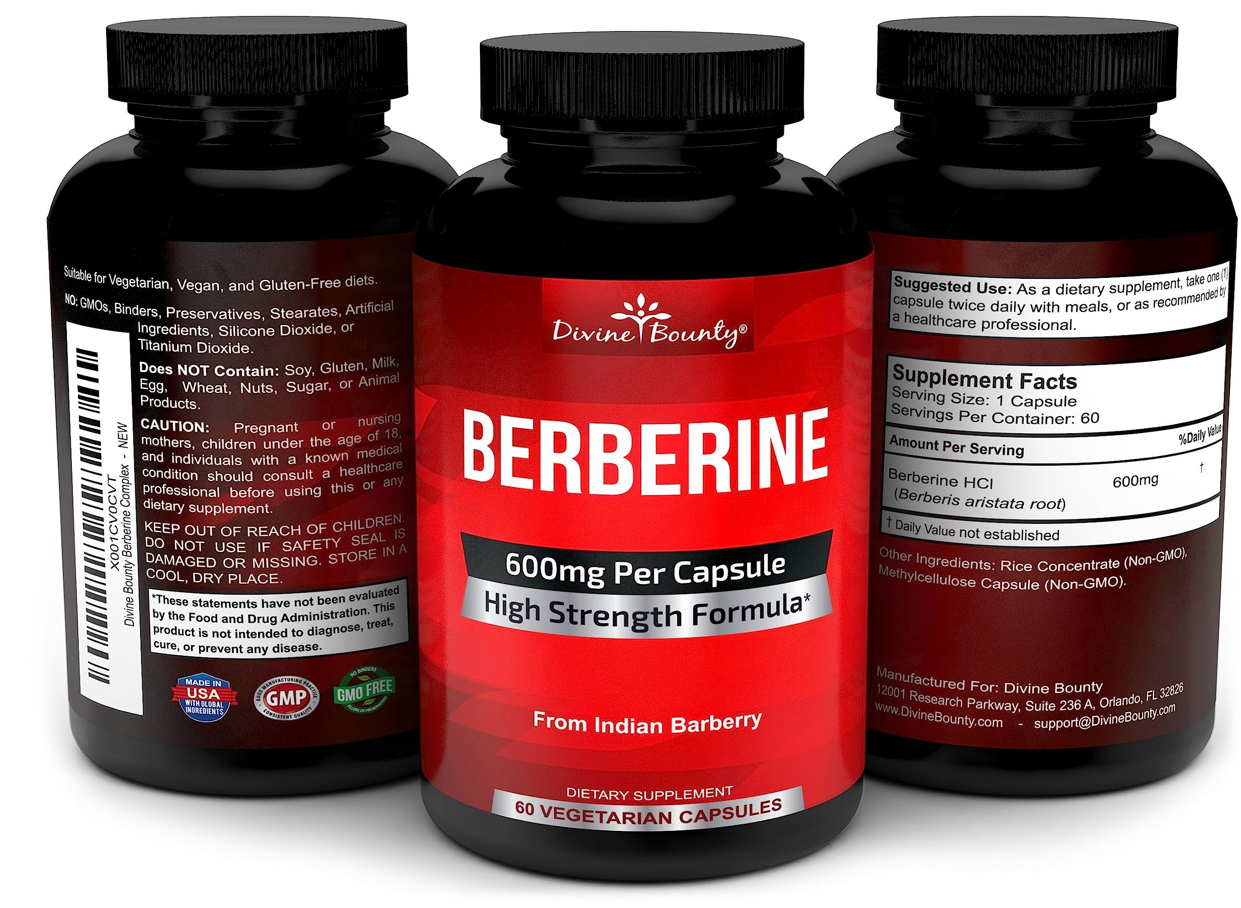 Foto 5 pulgar | Suplemento Divine Bounty Pure Berberine Complex 600 Mg - Venta Internacional.