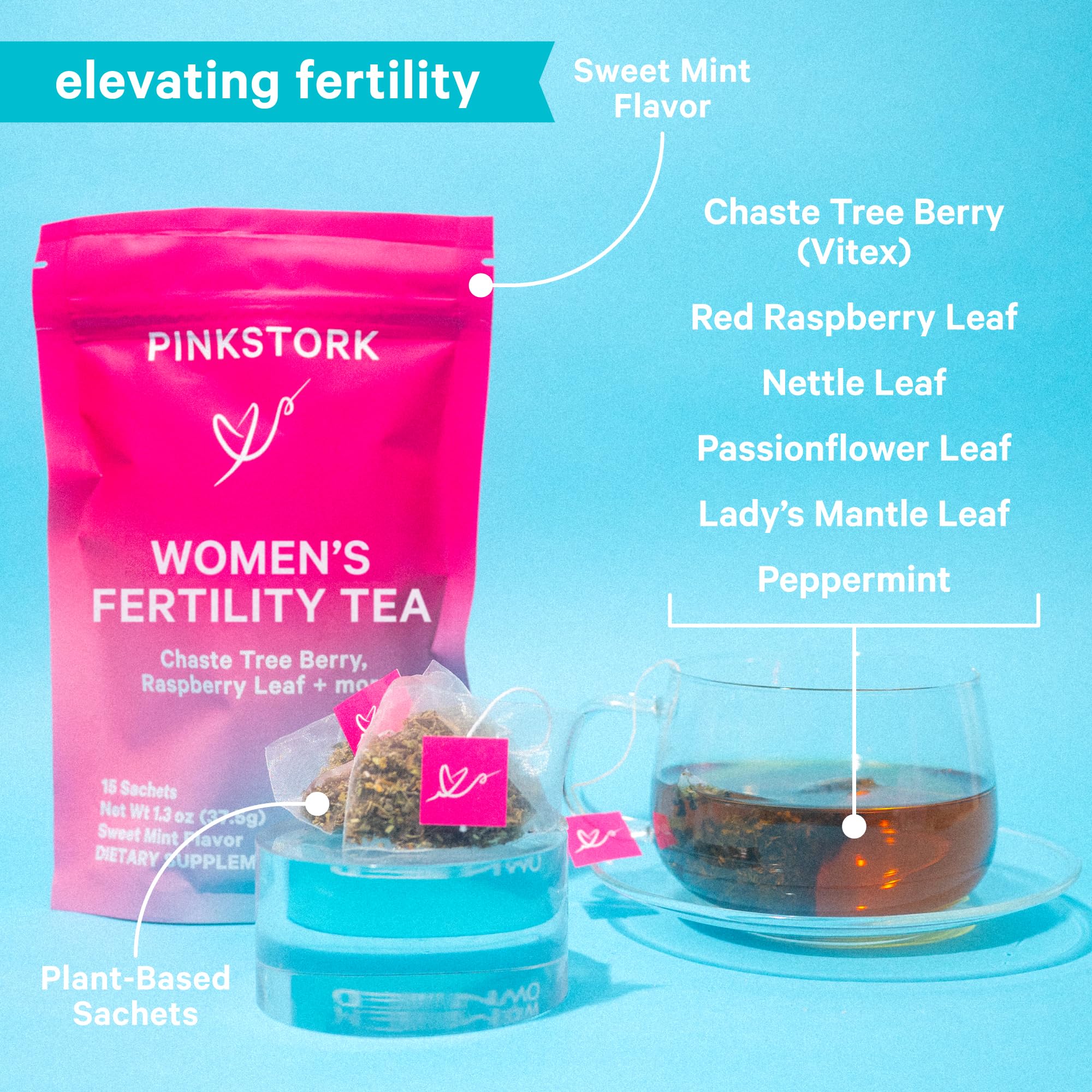 Foto 3 pulgar | Tea Pink Stork Organic Fertility Sweet Mint 15 Sobres - Venta Internacional.