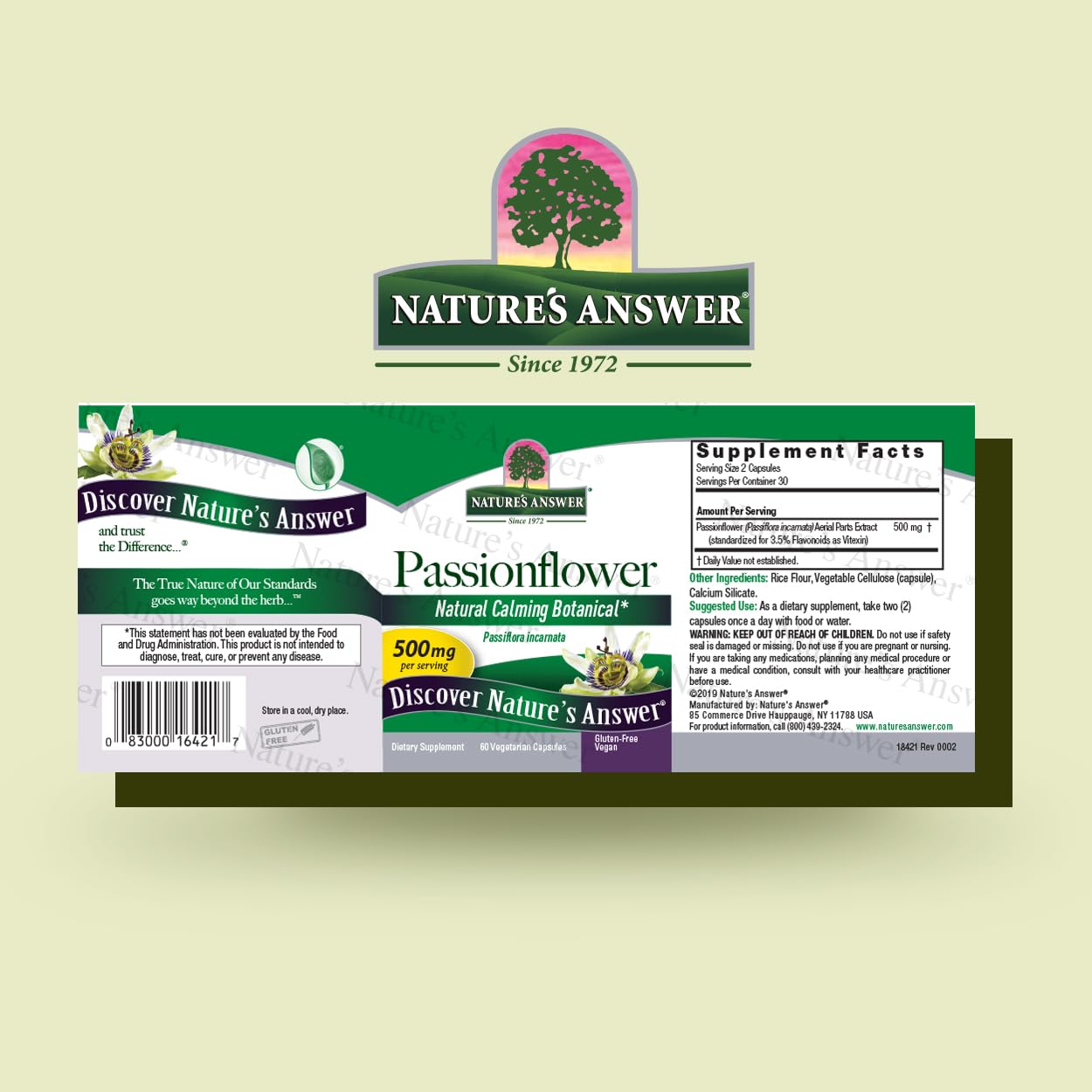 Foto 2 | Suplemento Dietético Nature's Answer Passion Flor 60 Cápsulas - Venta Internacional.