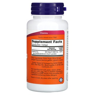 Foto 3 | Cápsulas Blandas De Vitamina D3 De Supplement Now Foods, 1000 Ui, 180 X 2 - Venta Internacional.