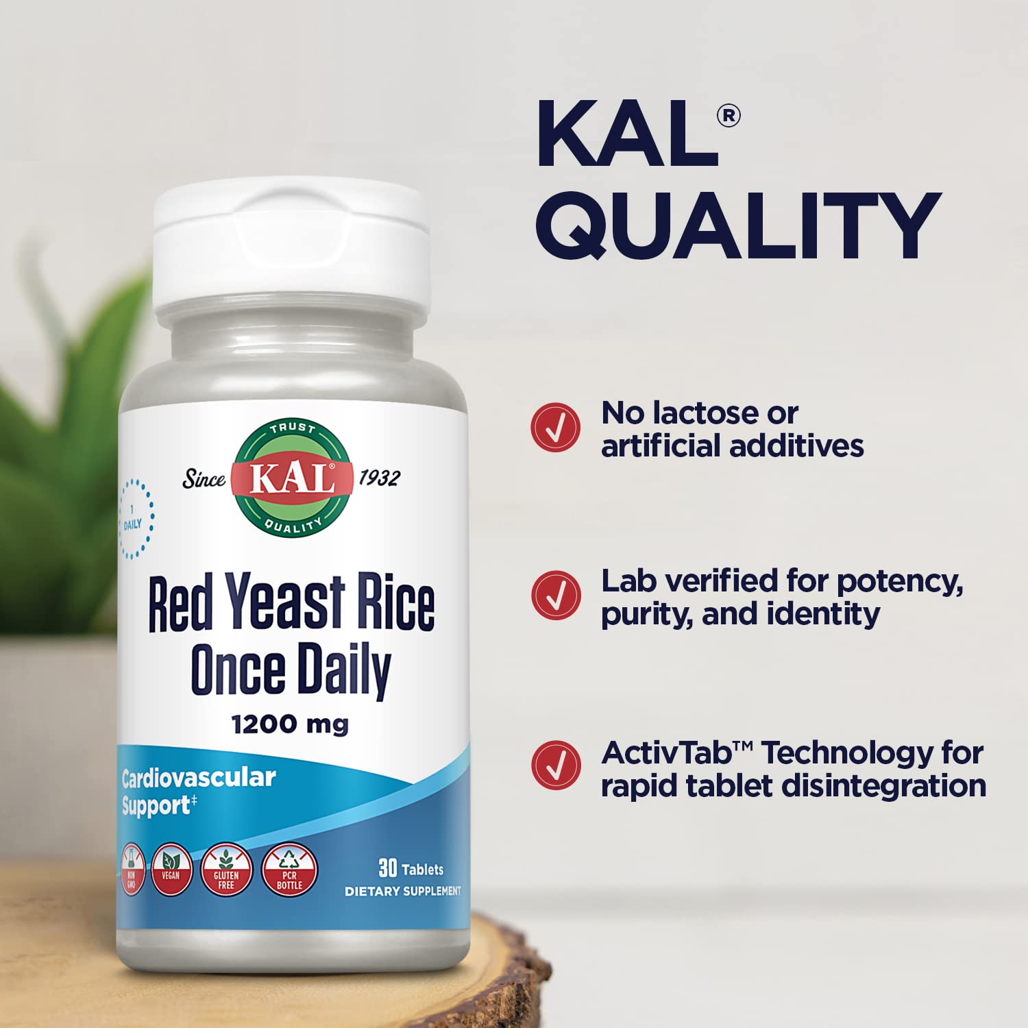 Foto 5 pulgar | Suplemente Kal Red Yeast Rice Una Vez Al Día 1200 Mg 30 Tabletas - Venta Internacional.