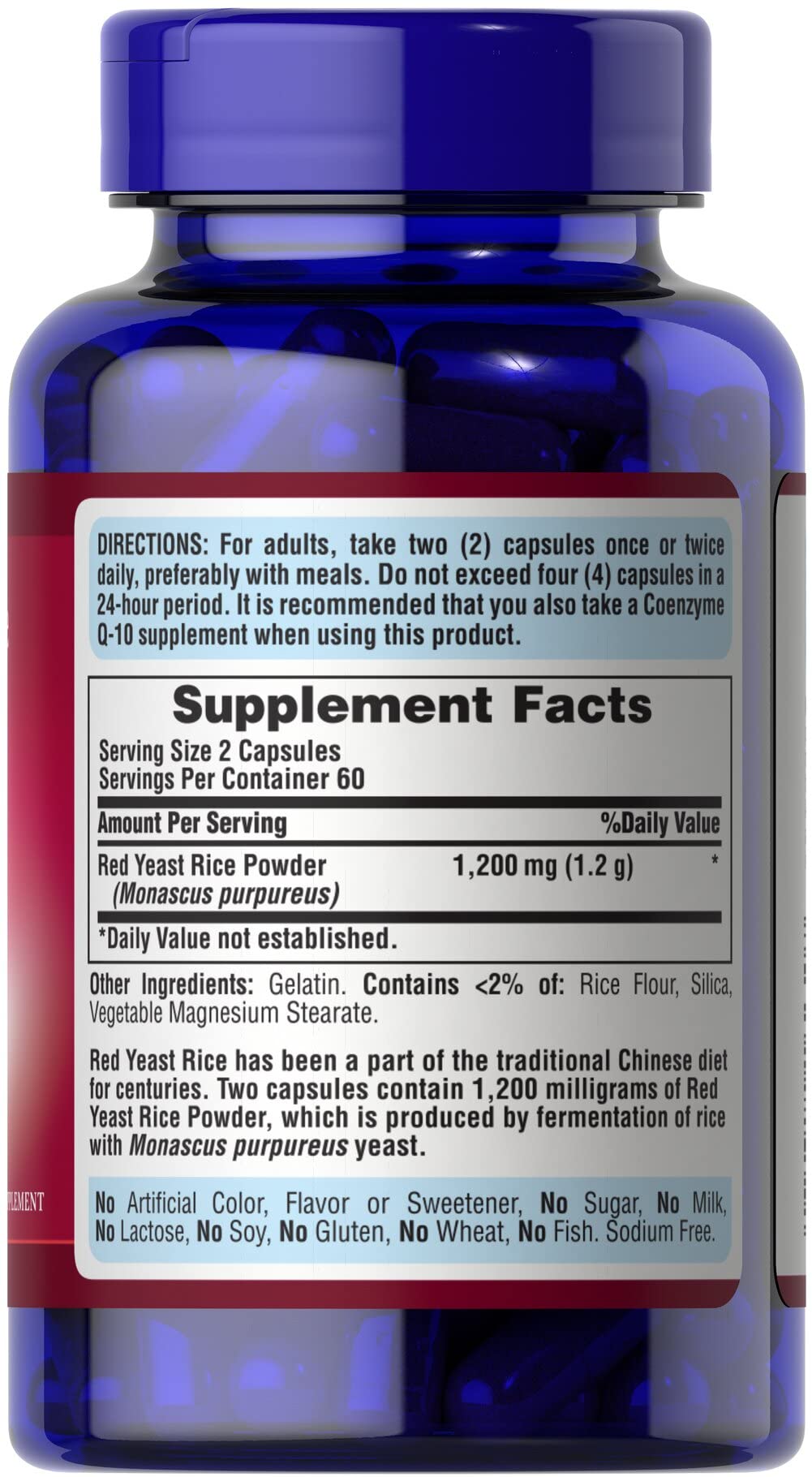Foto 4 pulgar | Suplemento Puritan's Pride, Levadura Roja, Arroz, 600 Mg, 120 Tabletas - Venta Internacional.