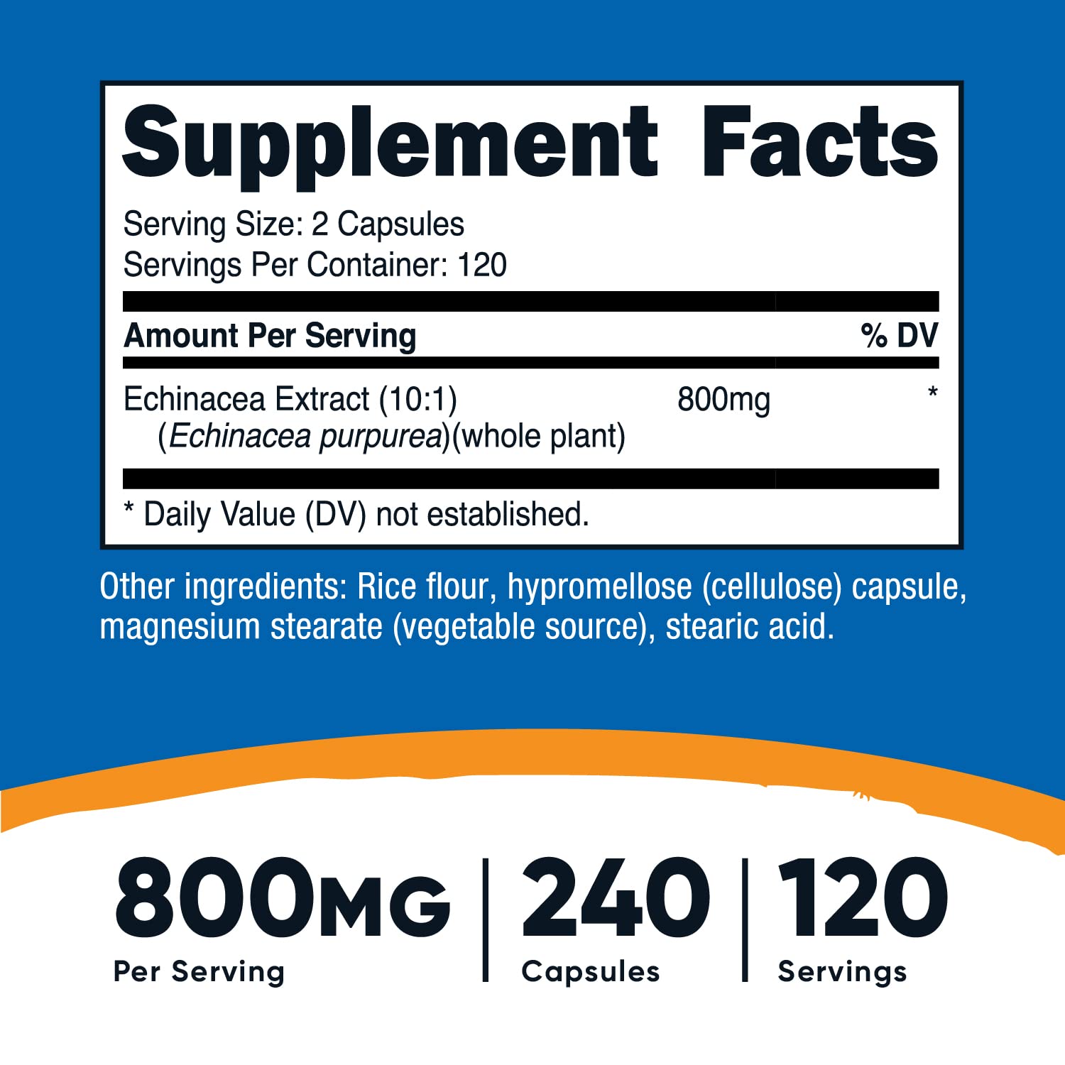 Foto 3 pulgar | Suplemento Nutricost Echinacea 800 Mg 240 Cápsulas - Venta Internacional.
