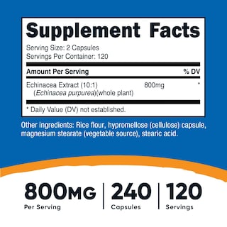 Foto 2 | Suplemento Nutricost Echinacea 800 Mg 240 Cápsulas - Venta Internacional.
