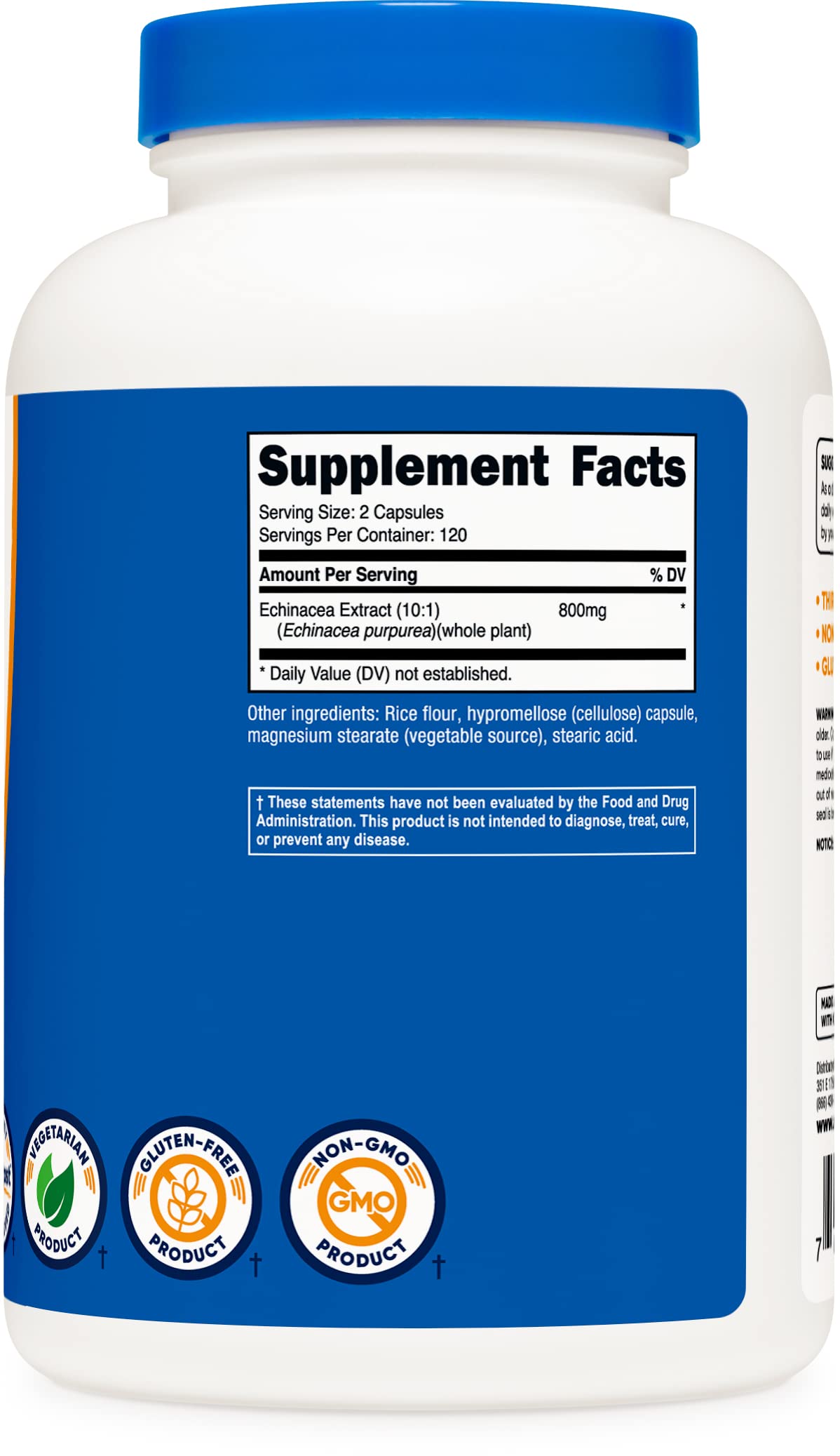 Foto 7 pulgar | Suplemento Nutricost Echinacea 800 Mg 240 Cápsulas - Venta Internacional.