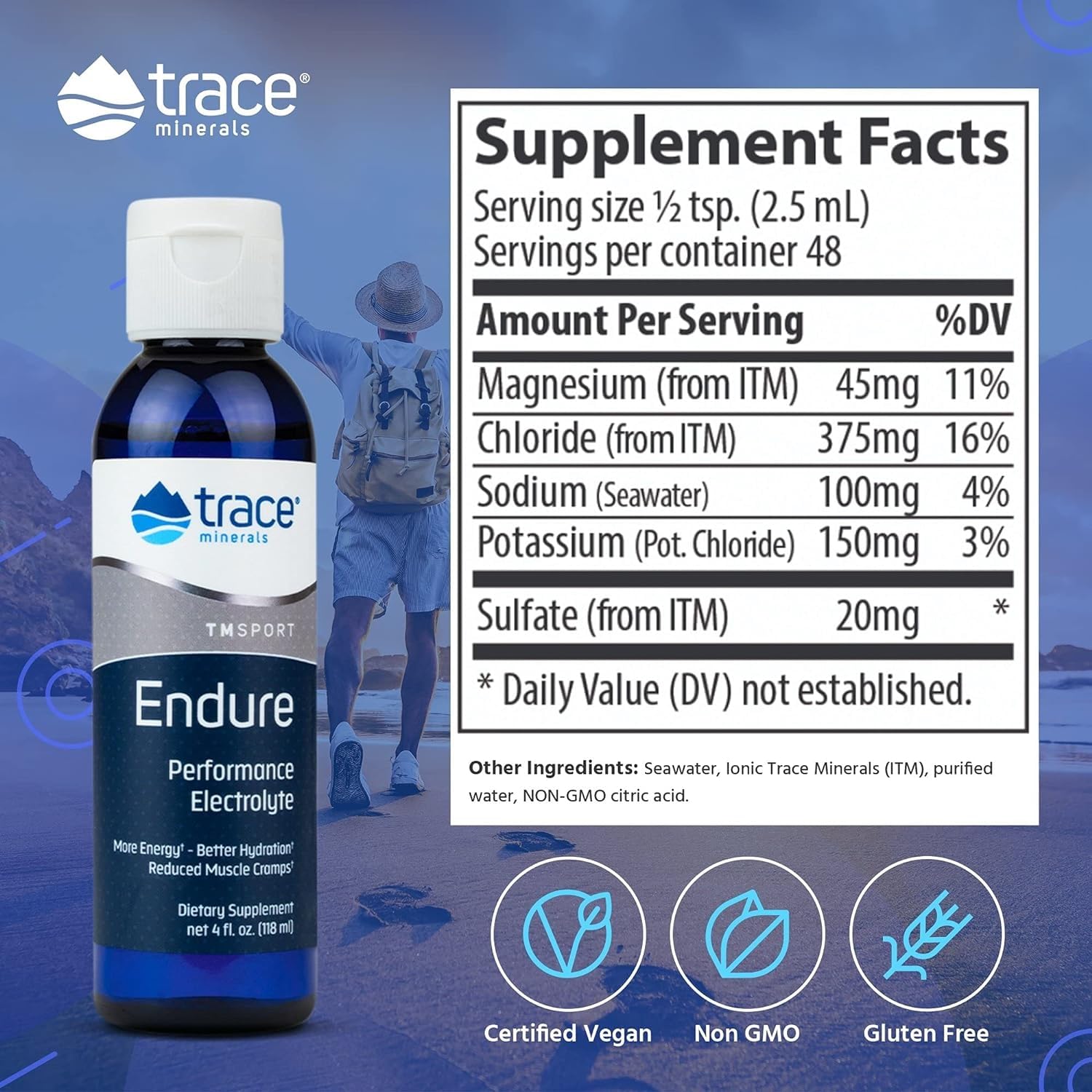 Foto 3 pulgar | Electrolyte Drops Trace Minerals Endure Performance 120 Ml - Venta Internacional.