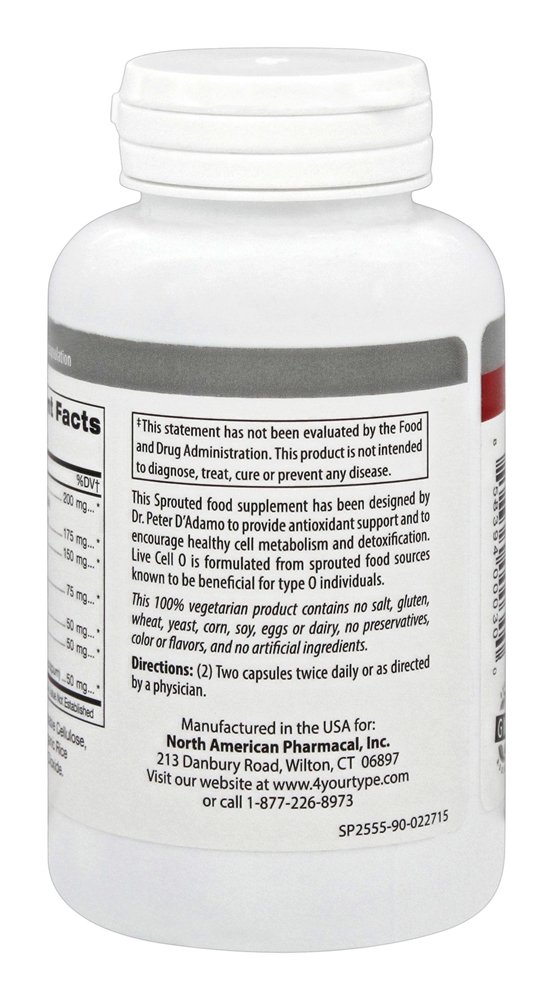 Foto 5 pulgar | Suplemento D'adamo Personalized Nutrition Live Cell O 90 Vcaps - Venta Internacional.