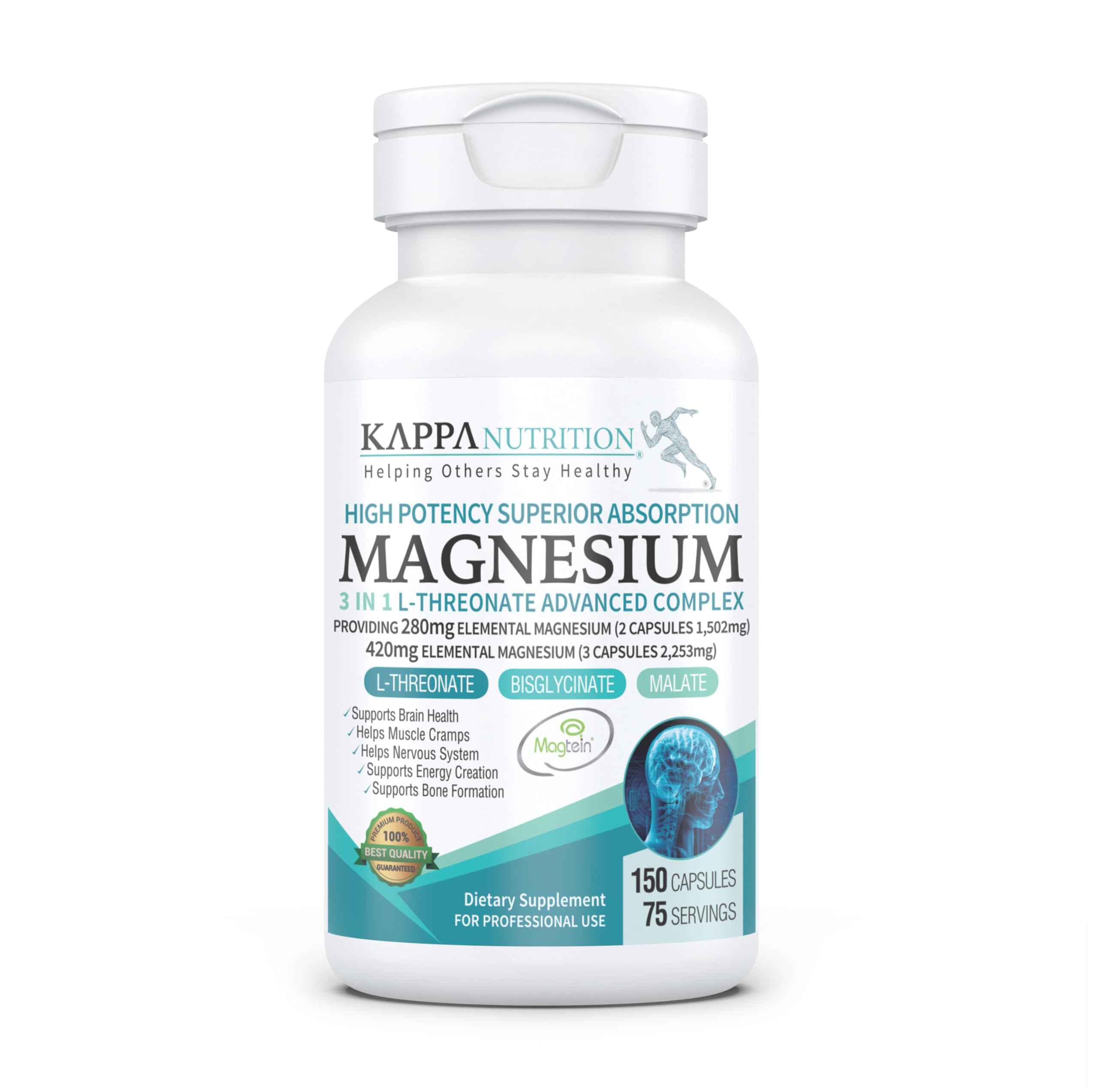 Foto 2 pulgar | Suplemento Kappa Nutrition L-treonato De Magnesio 3 En 1, 150 Cápsulas - Venta Internacional.