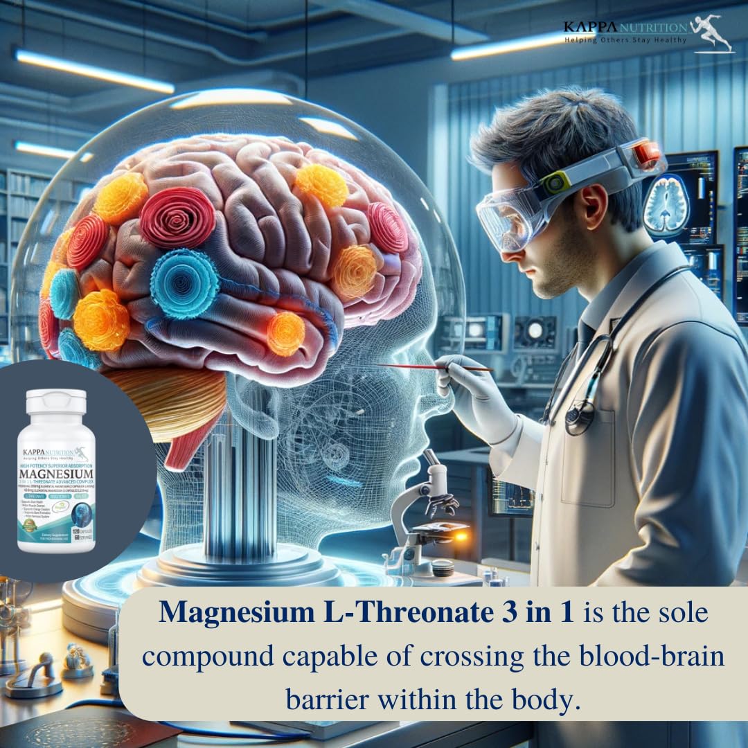 Foto 5 pulgar | Suplemento Kappa Nutrition L-treonato De Magnesio 3 En 1, 150 Cápsulas - Venta Internacional.