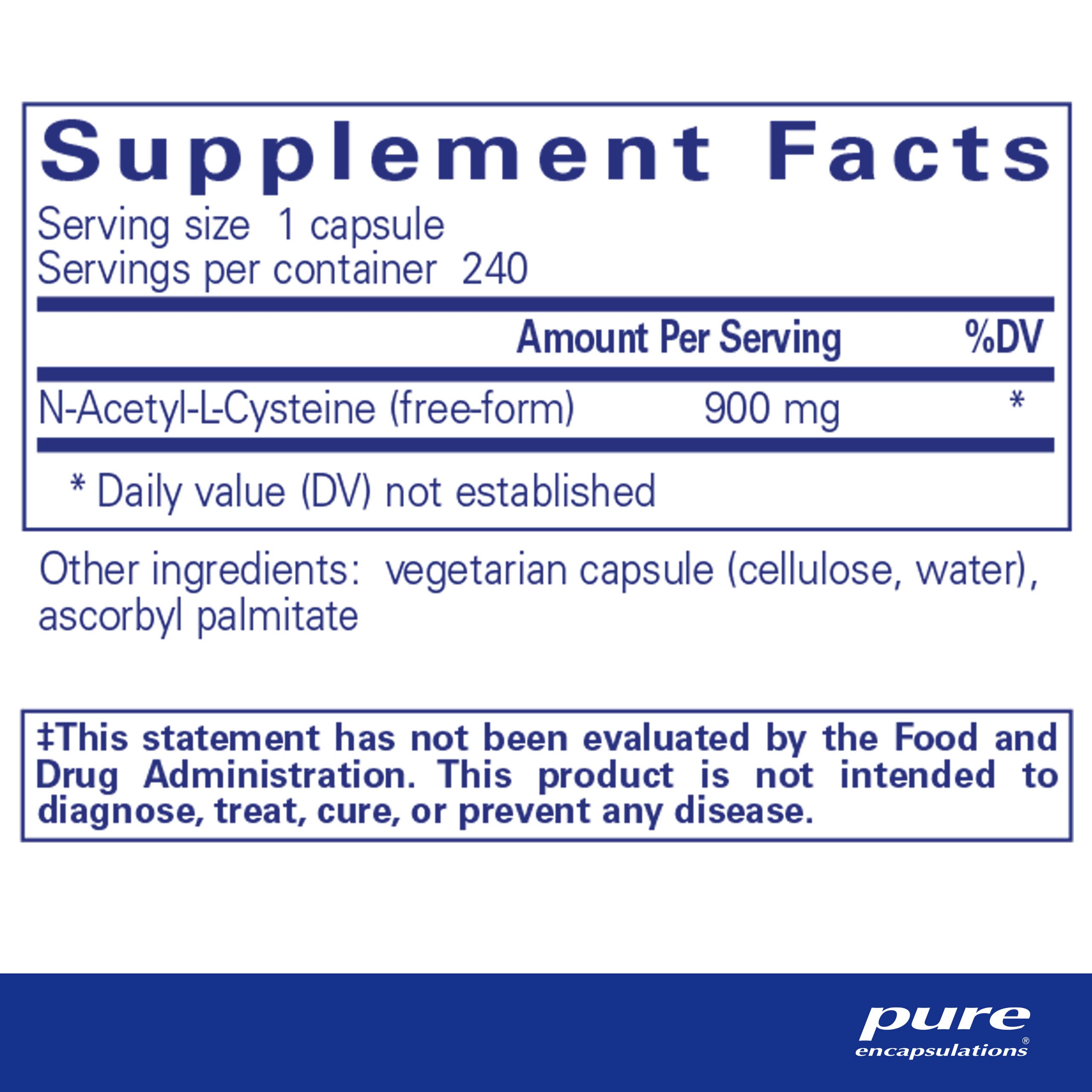 Foto 2 | Suplemento Pure Encapsulations Nac 900 Mg Para Apoyo Pulmonar E Inmunológico, 240 Cápsulas - Venta Internacional.