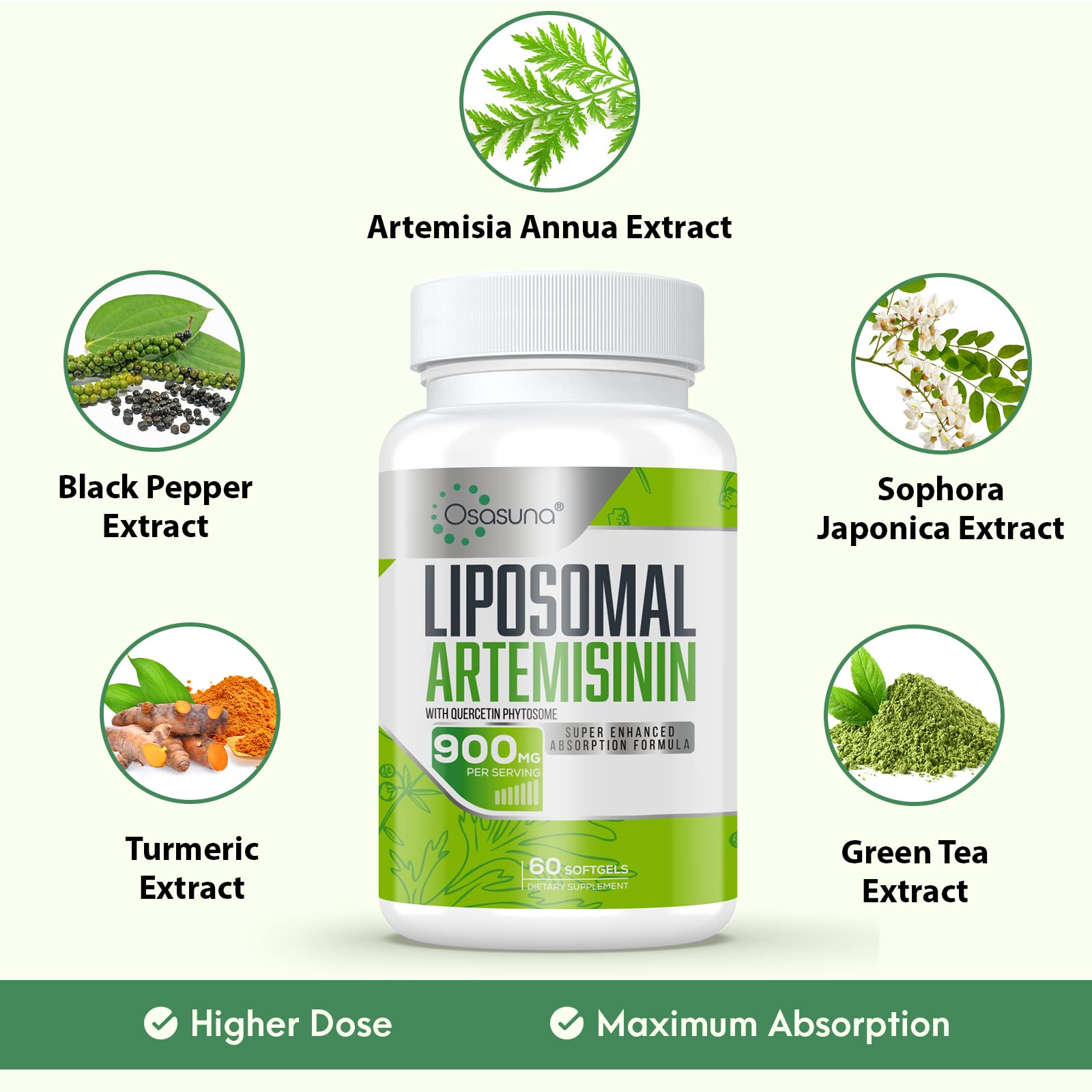 Foto 7 pulgar | Suplemento De Artemisinina Liposomal De Osasuna 900 Mg Con Quercetina - Venta Internacional.