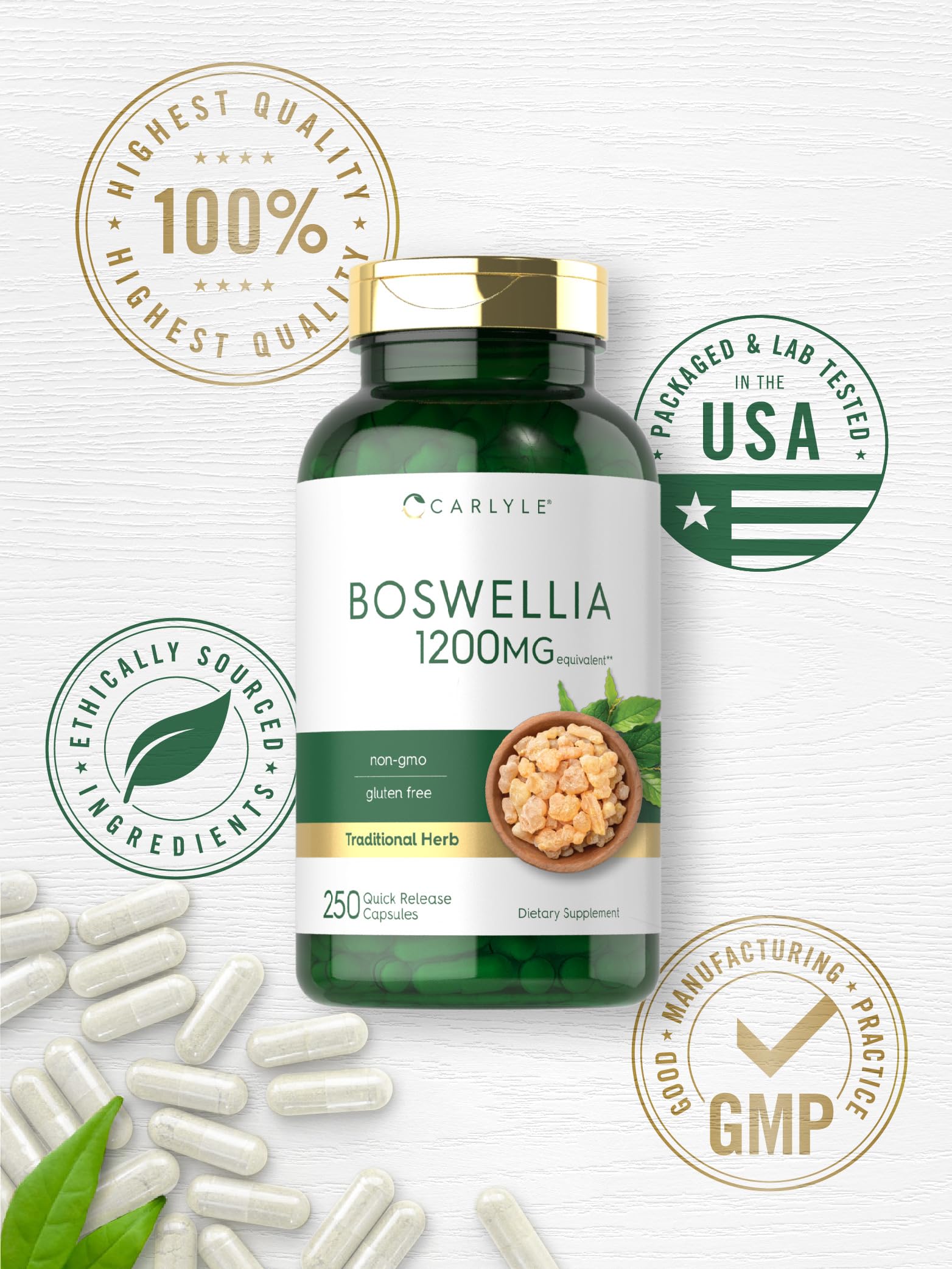 Foto 7 pulgar | Suplemento: Cápsulas De Extracto De Boswellia De Carlyle, 1200 Mg, 250 Unidades - Venta Internacional.