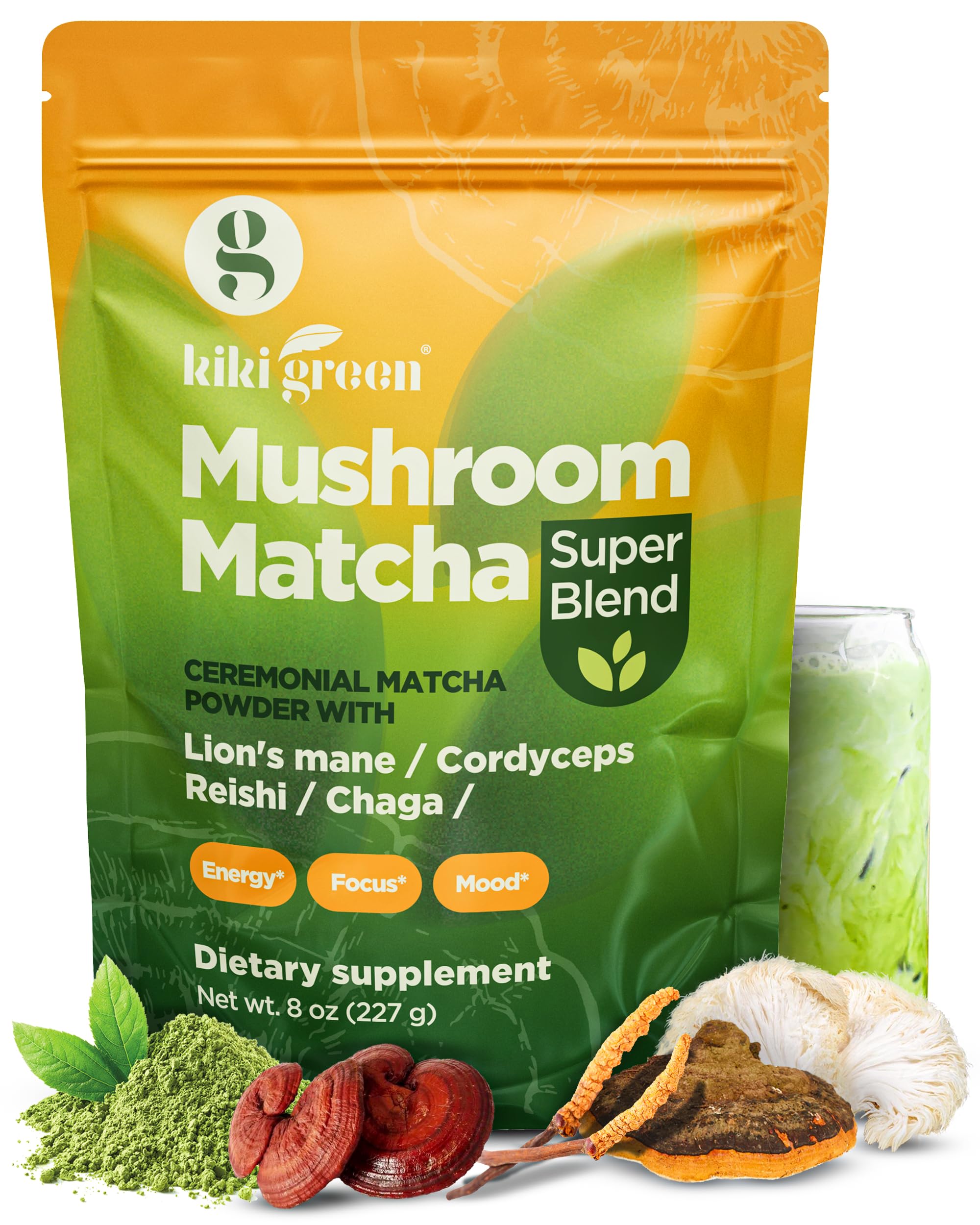 Foto 2 pulgar | Polvo De Hongos Matcha Kiki Green 200 G Con Melena De León, Chaga - Venta Internacional.