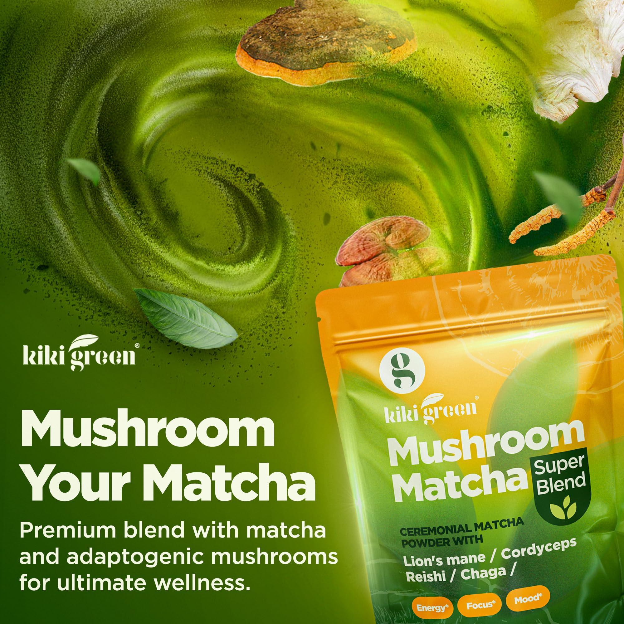 Foto 6 pulgar | Polvo De Hongos Matcha Kiki Green 200 G Con Melena De León, Chaga - Venta Internacional.