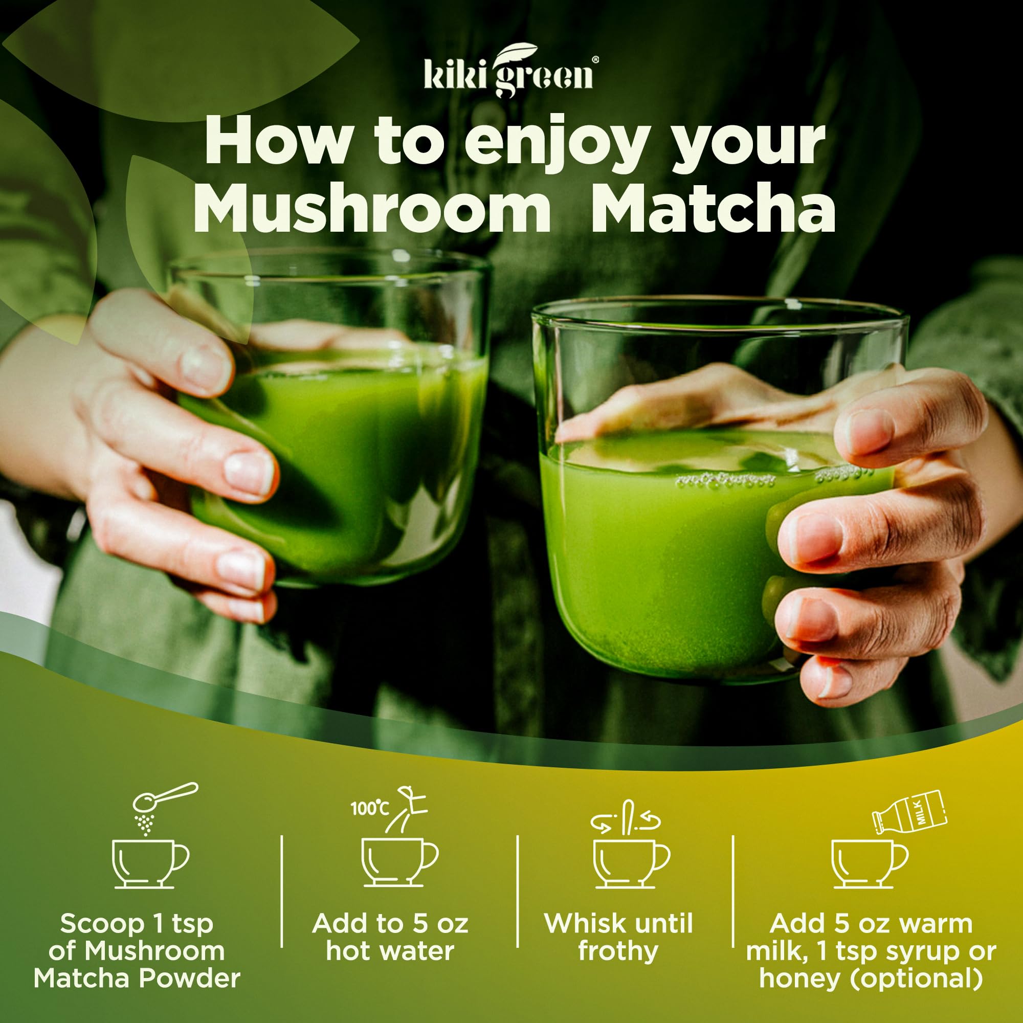 Foto 7 pulgar | Polvo De Hongos Matcha Kiki Green 200 G Con Melena De León, Chaga - Venta Internacional.