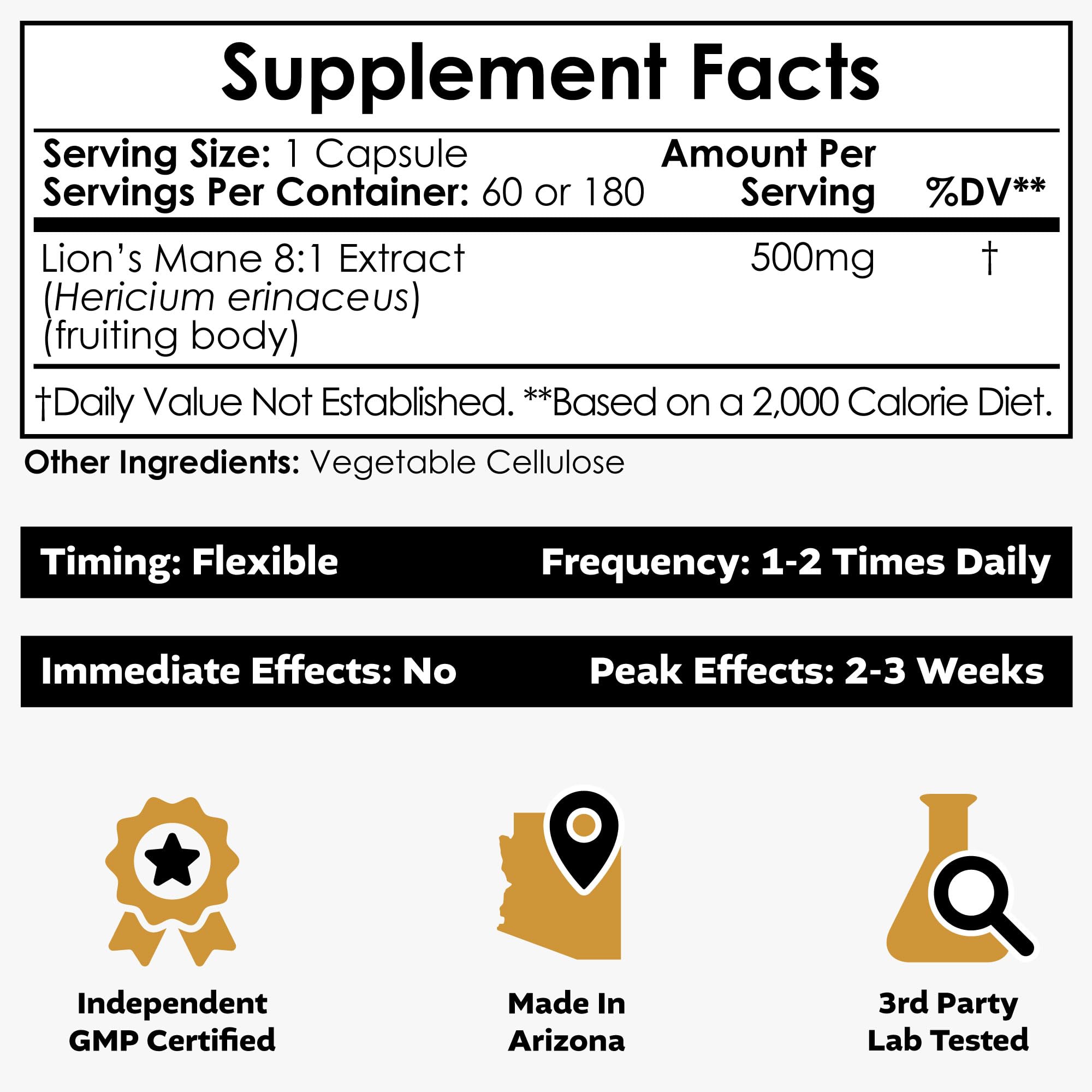 Foto 2 | Suplemento Nootropics Depot Lions Mane Mushroom, 500 Mg, 180 Unidades - Venta Internacional.