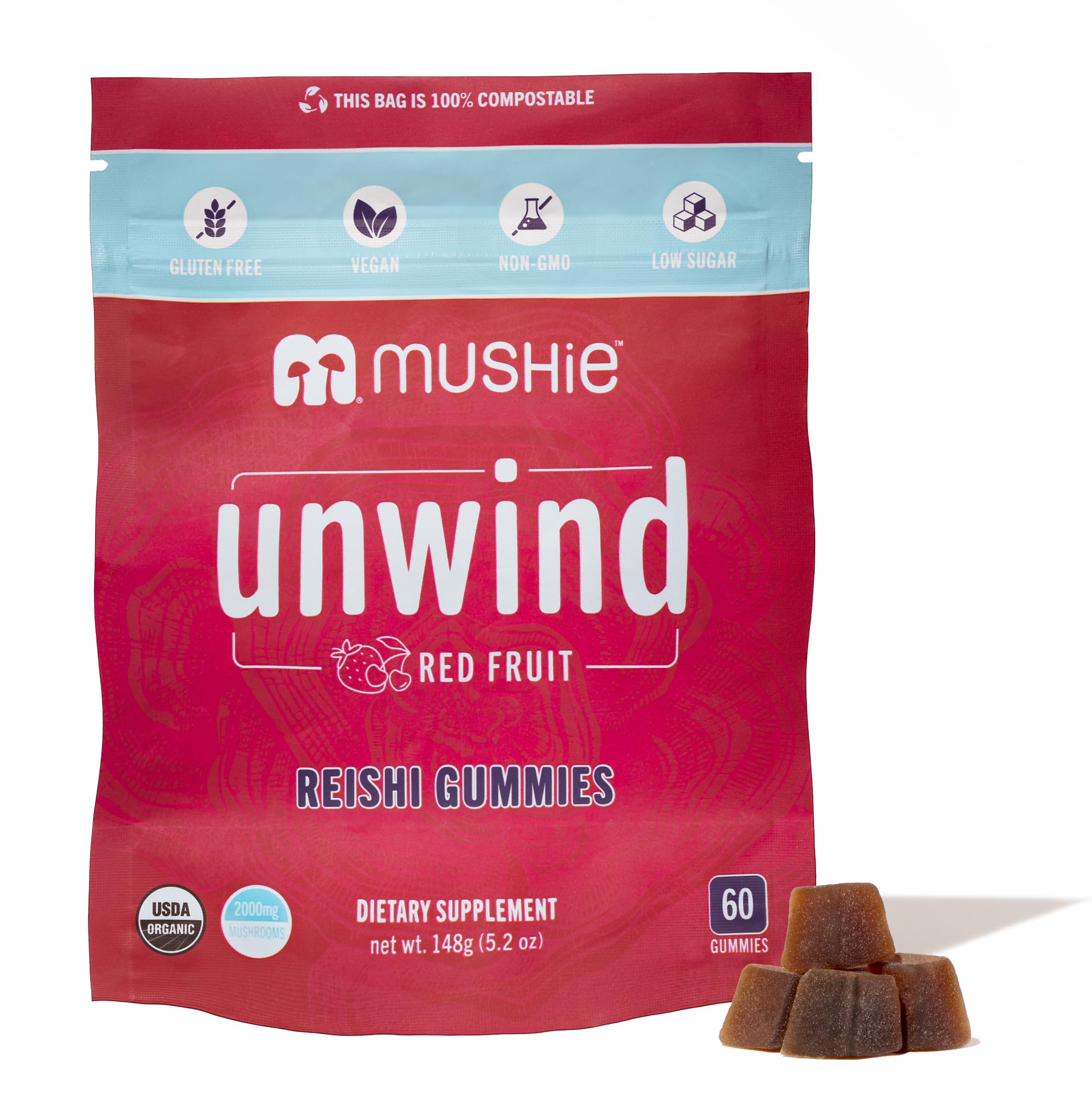 Foto 2 pulgar | Hongo Reishi Orgánico Gummies Mushie 2000 Mg Con Vitamina D - Venta Internacional.