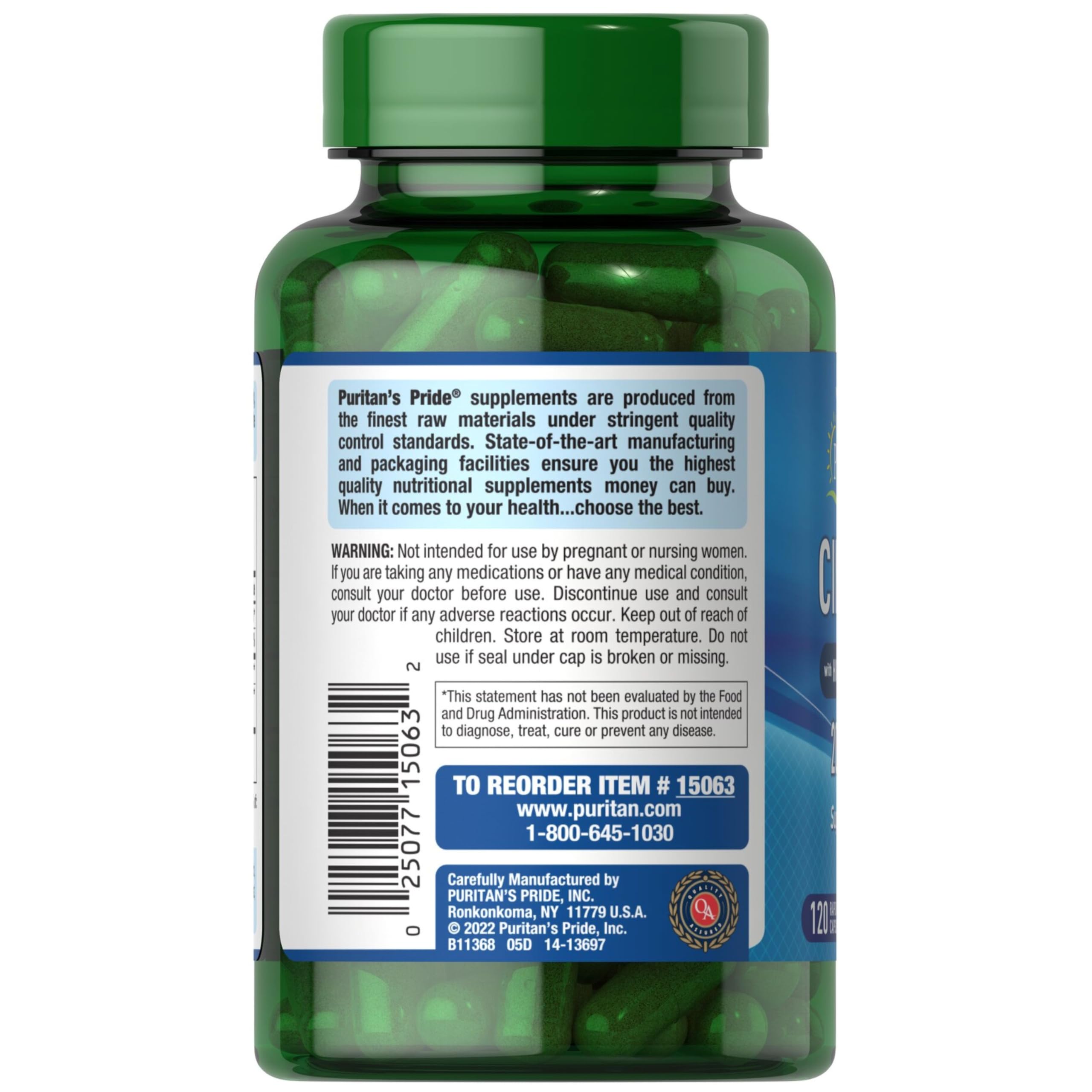 Foto 4 | Suplemento Puritan's Pride Cinnamon 875 Mg Con Cromo 120 Cápsulas - Venta Internacional.