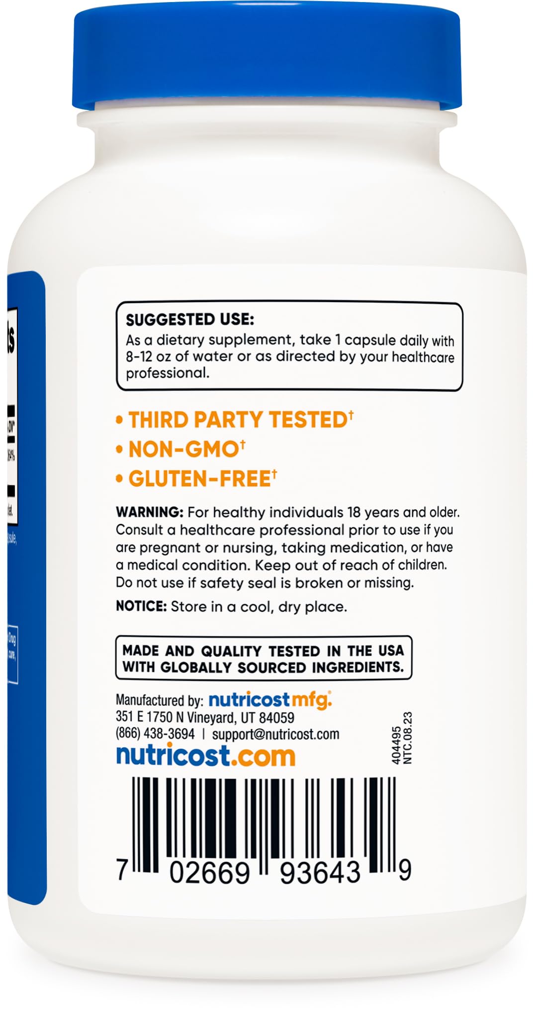 Foto 5 pulgar | Suplemento Nutricost Selenium 200 Mcg 240 Cápsulas - Venta Internacional.