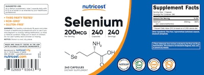Foto 6 | Suplemento Nutricost Selenium 200 Mcg 240 Cápsulas - Venta Internacional.