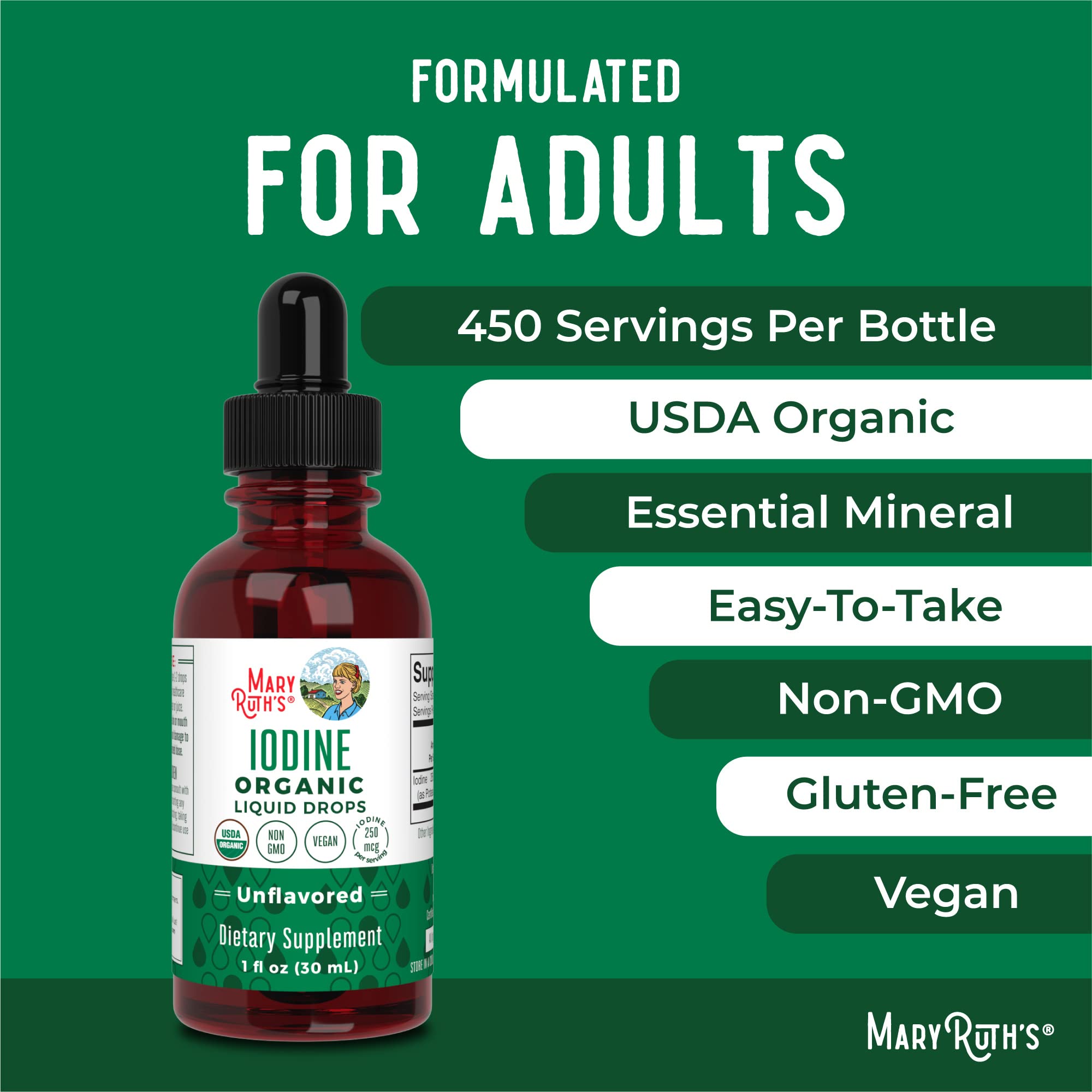 Foto 8 pulgar | Suplemento Maryruth Organics, Gotas De Yodo, 30 Ml, Suministro Para 1 Año - Venta Internacional.