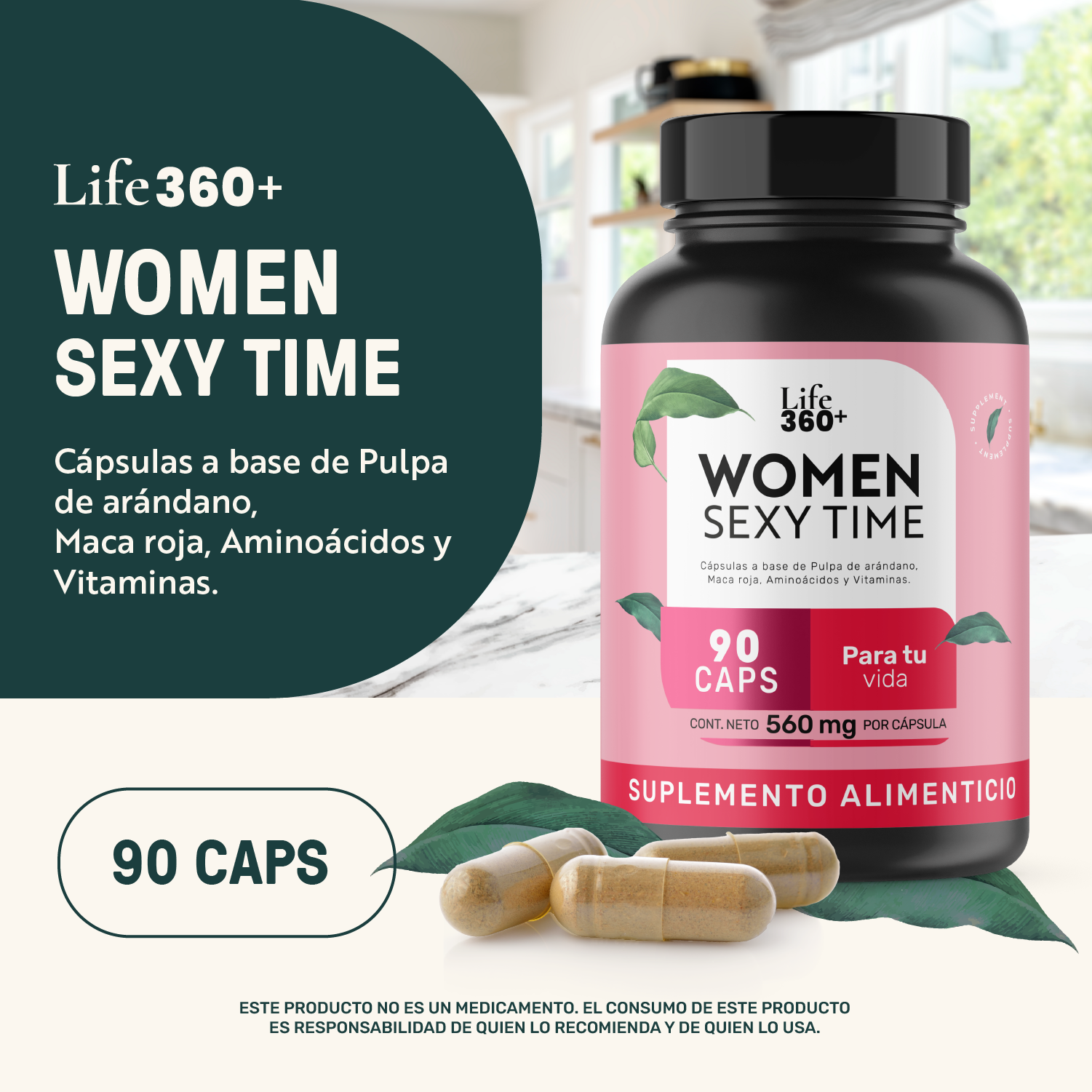 Foto 5 pulgar | Suplemento Life 360+ Maca Roja y Arándano 90 Caps