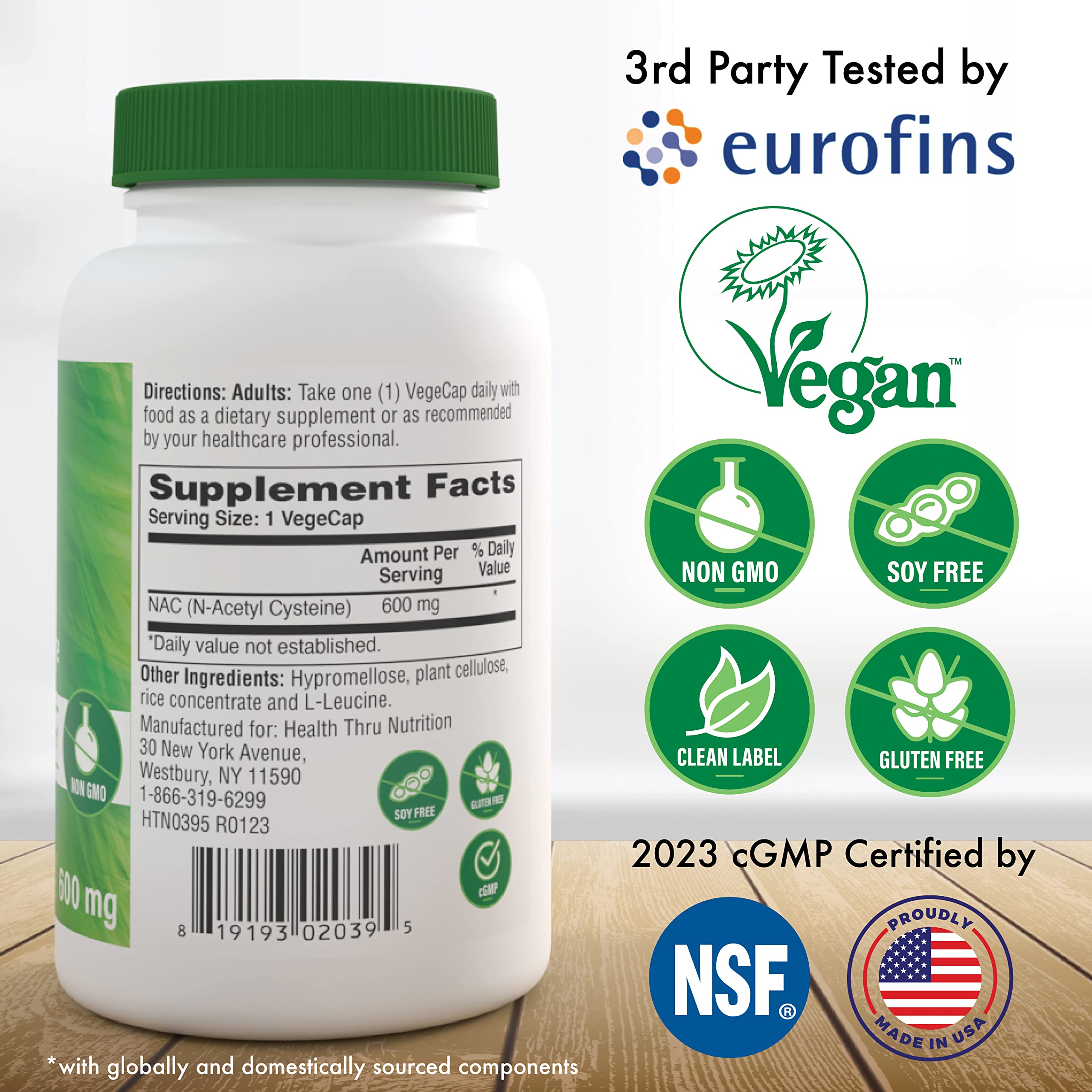 Foto 3 pulgar | Suplemento Health Thru Nutrition Nac N-acetil-cisteína 600 Mg - Venta Internacional.