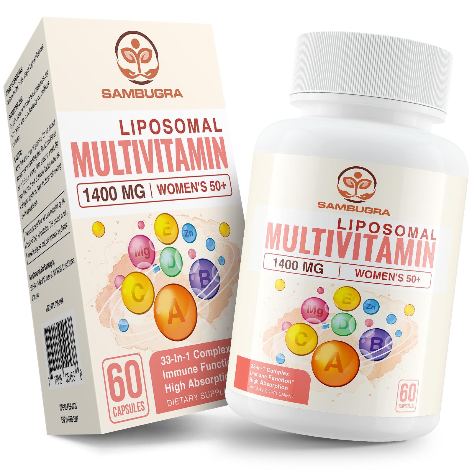 Foto 2 pulgar | Suplemento Multivitamínico Liposomal Sambugra Para Mujeres, 50 O Más De 60 Cápsulas - Venta Internacional.