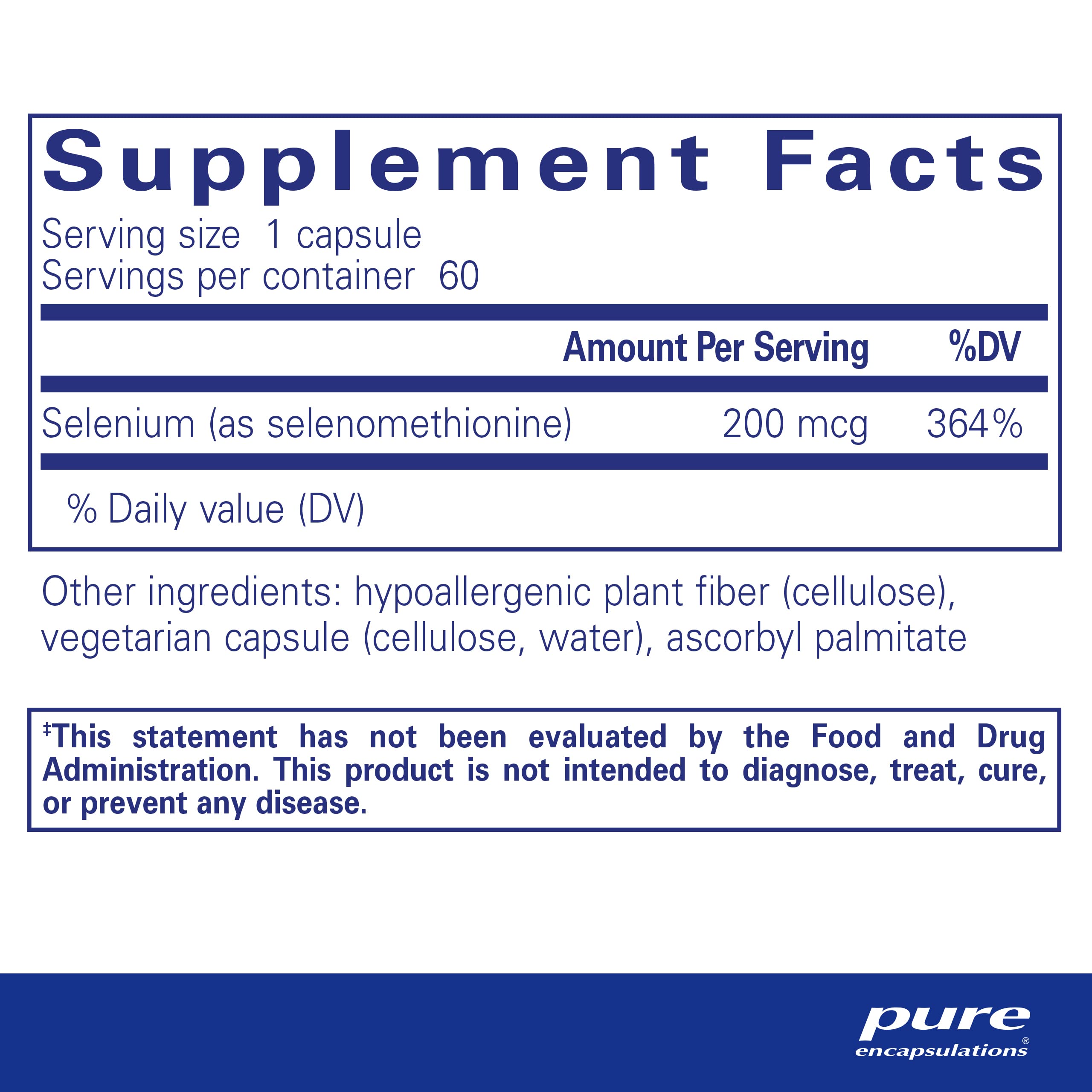 Foto 3 pulgar | Suplemento De Selenio Pure Encapsulations 200 Mcg 60 Cápsulas - Venta Internacional.
