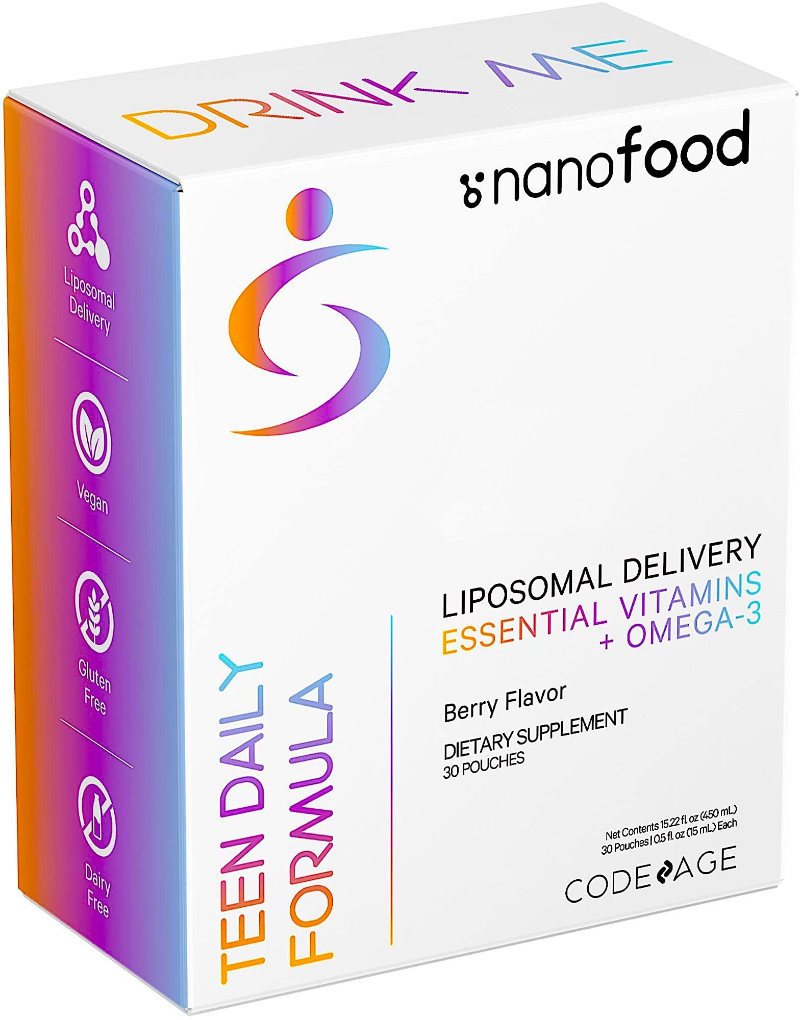 Foto 5 | Multivitamínico Codeage Nanofood Teen Liquid 30 Sobres - Venta Internacional.