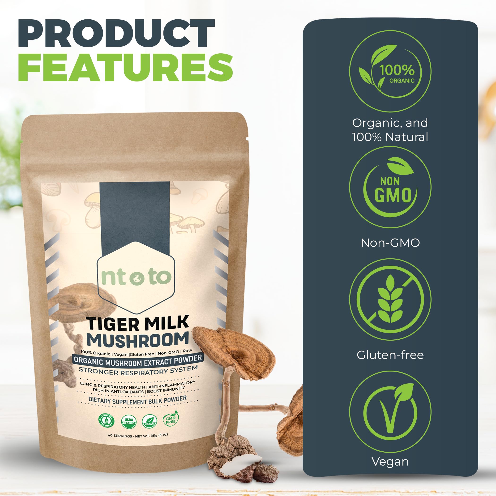 Foto 3 pulgar | El Suplemento De 85 G De Ntoto Con Leche De Tigre Y Hongos Ayuda A Los Pulmones - Venta Internacional.