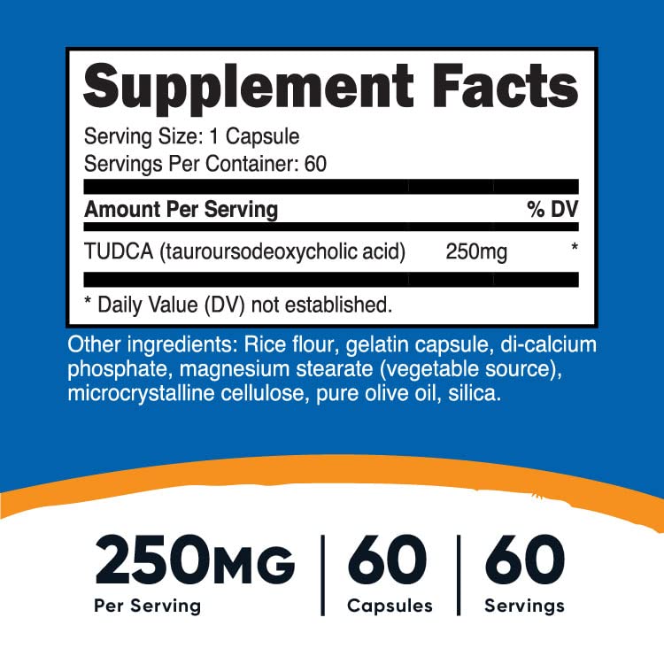 Foto 3 pulgar | Suplemento Nutricost Tudca 250 Mg 60 Cápsulas De Ácido Tauroursodesoxicólico - Venta Internacional.