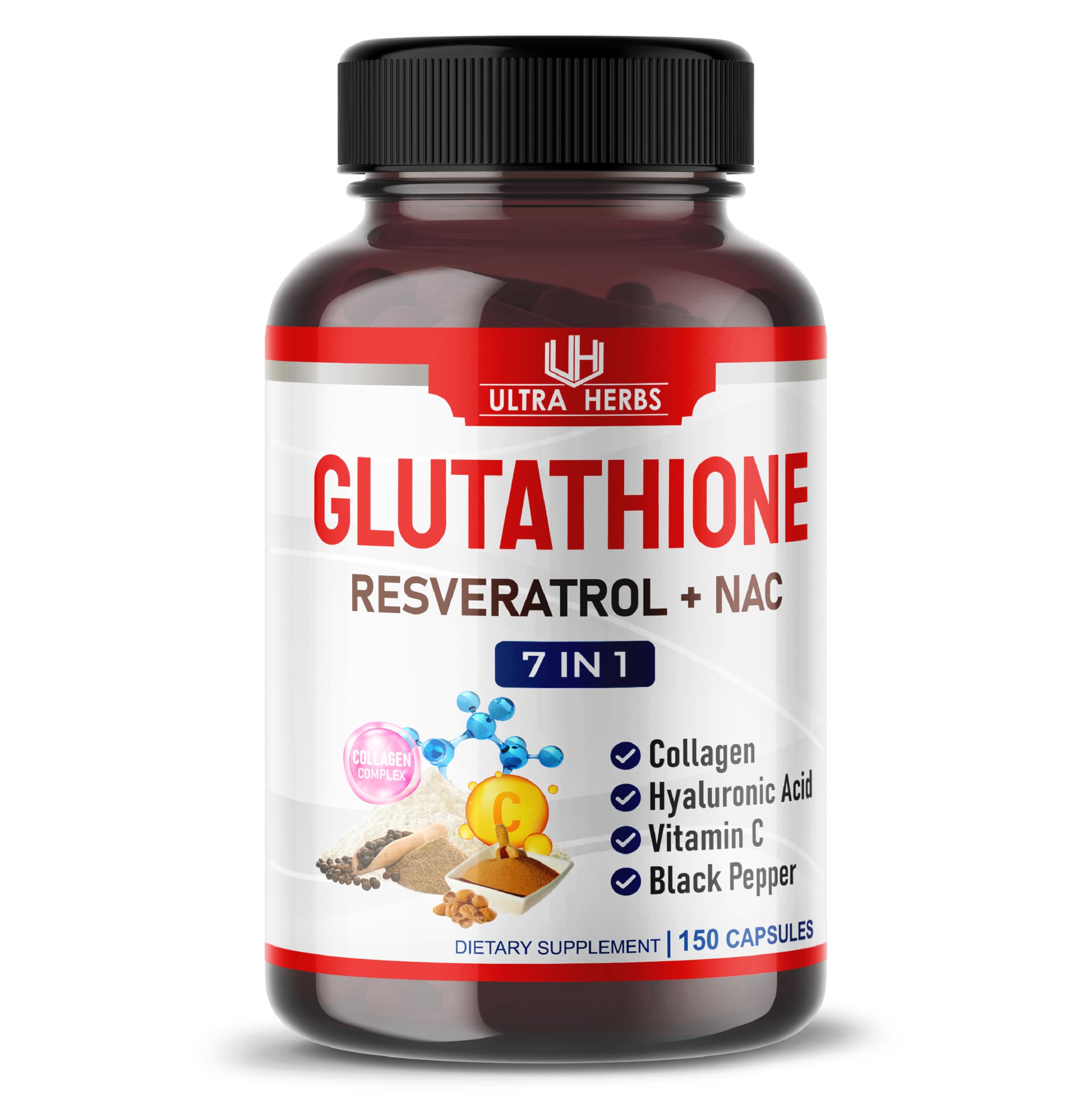 Foto 2 pulgar | Suplemento Ultra Herbs De Glutatión De 10,050 Mg Con Resveratrol 150 Cápsulas - Venta Internacional.