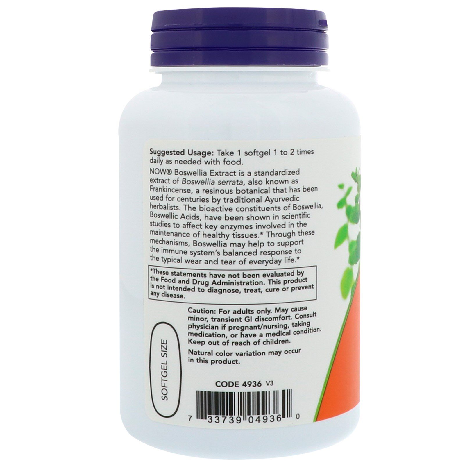 Foto 4 pulgar | Suplemento de Extracto de Boswellia de Now Foods 500 mg en Aceite MCT 90 Cápsulas - Venta Internacional