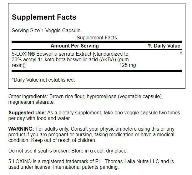 Foto 3 pulgar | Suplemento De Extracto De Boswellia Serrata De Swanson 125 Mg 60 Cápsulas - Venta Internacional.