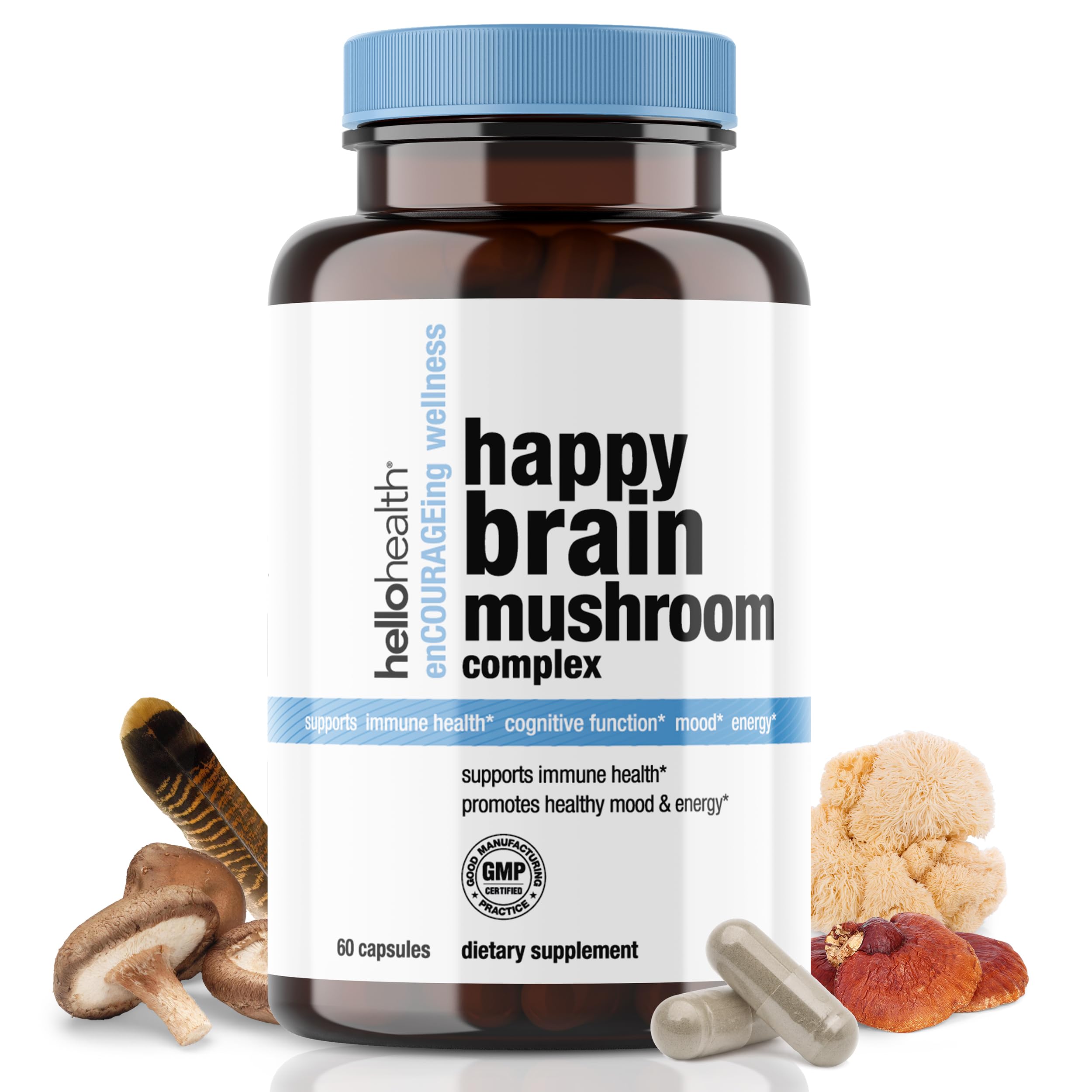 Foto 2 pulgar | Suplemento Hello Health Happy Brain Mushroom Complex, 60 Unidades - Venta Internacional.