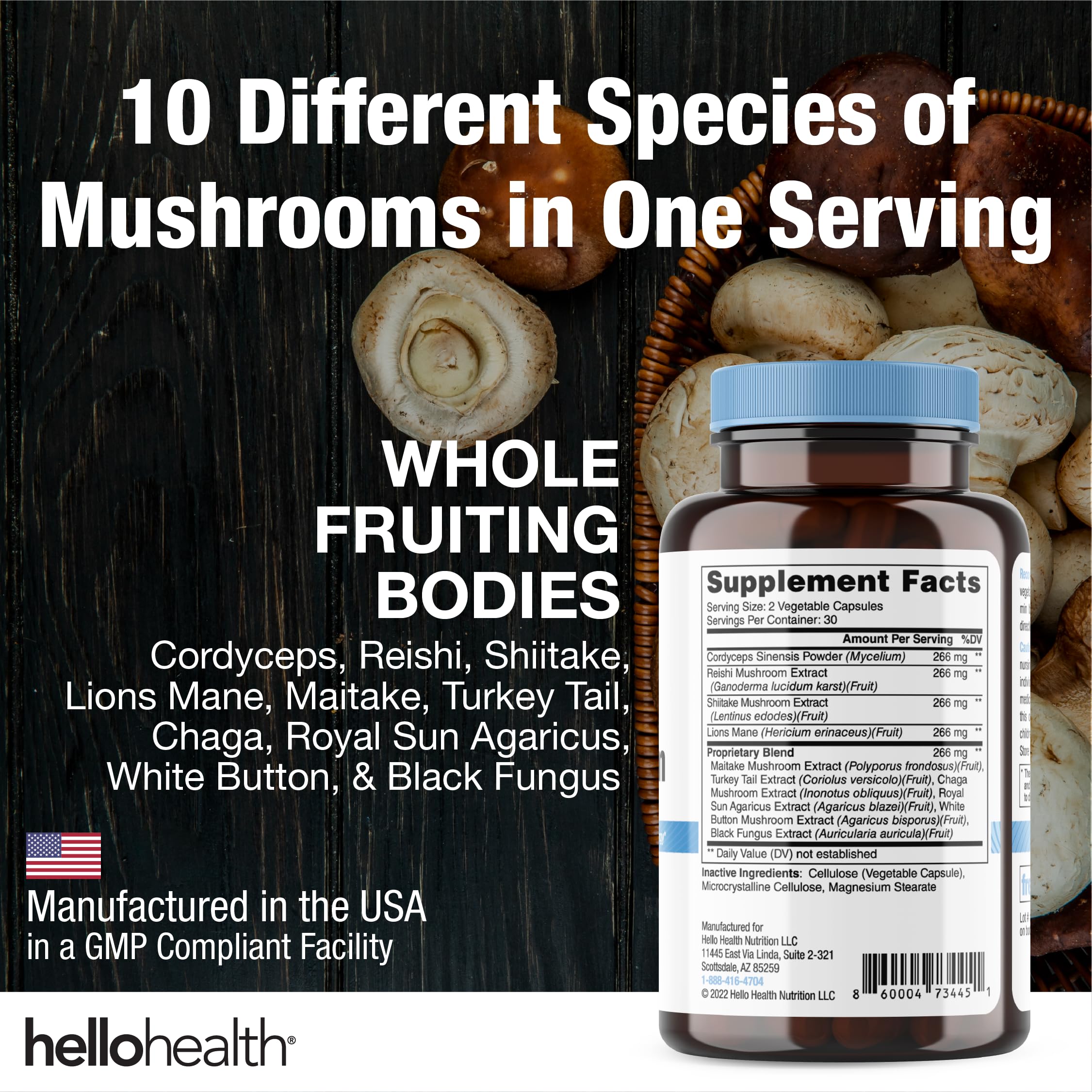 Foto 3 pulgar | Suplemento Hello Health Happy Brain Mushroom Complex, 60 Unidades - Venta Internacional.