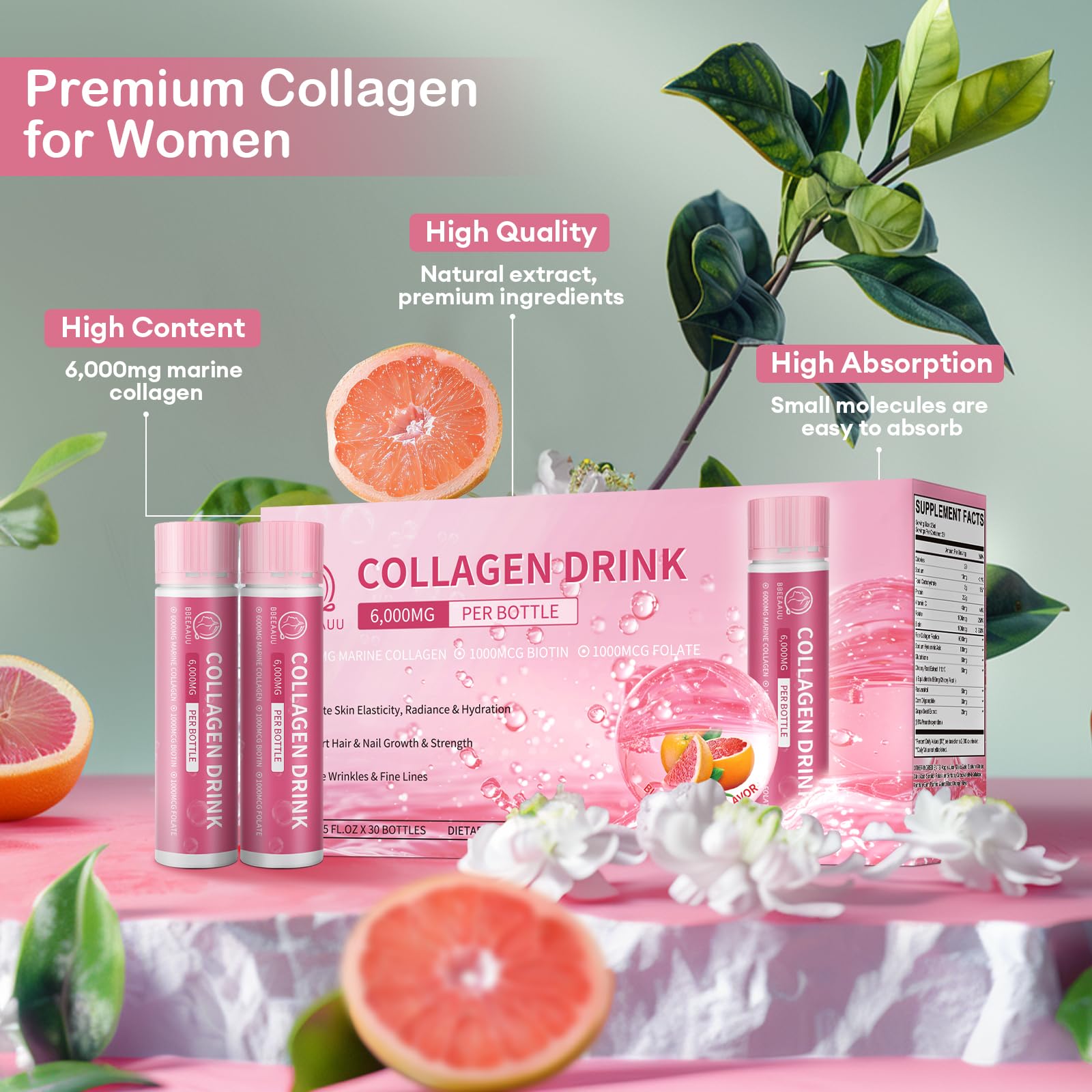 Foto 7 | Bebida De Colágeno Bbeeaauu Péptidos De Colágeno Marino 6000 Mg X30 - Venta Internacional.