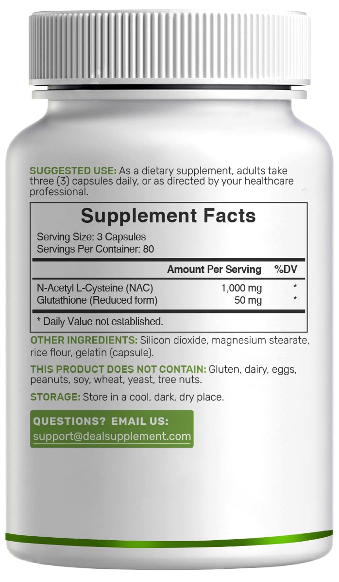 Foto 7 pulgar | Suplemento De Nac (n-acetil Cisteína) 1000 Mg Con Glutatión 240 Cápsulas - Venta Internacional.
