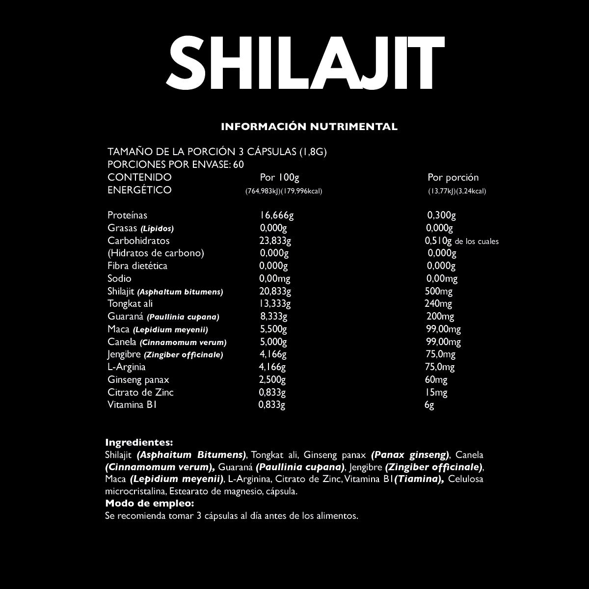 Foto 4 pulgar | Suplemento BDM LAB Shilajit Puro del Himalaya 180 Cápsulas con Tongkat Ali Maca y L-Arginia para Vitalidad y Rendimient