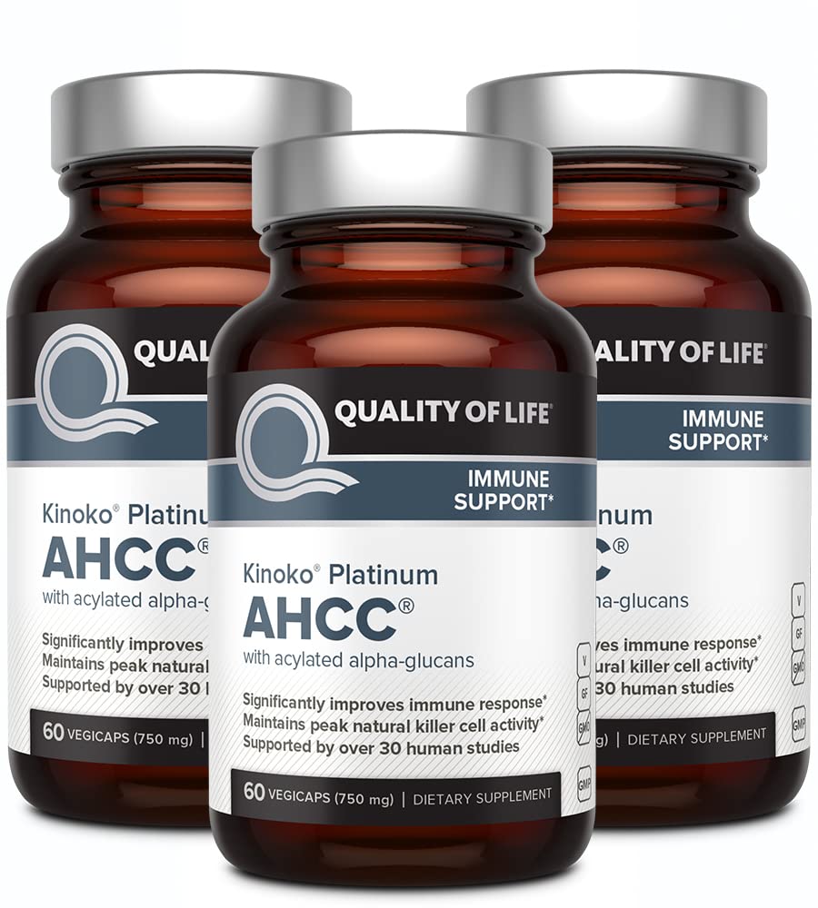 Suplemento Quality Of Life Ahcc Kinoko Platinum 750 Mg 60 Unidades - Venta Internacional.