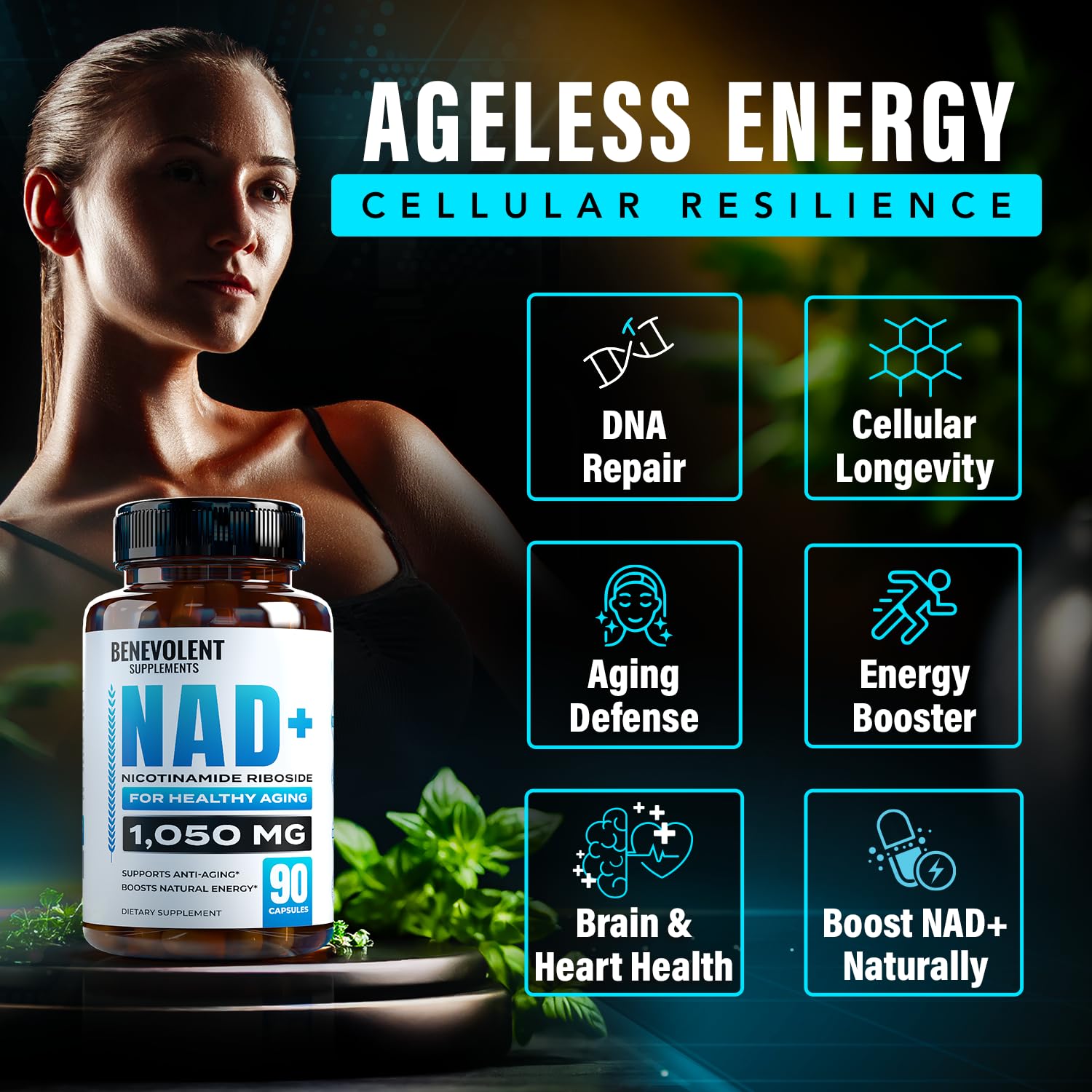 Foto 3 pulgar | Suplemento Benevolent Nourishment Nad+ 1050 Mg Con Trans-resveratrol - Venta Internacional.