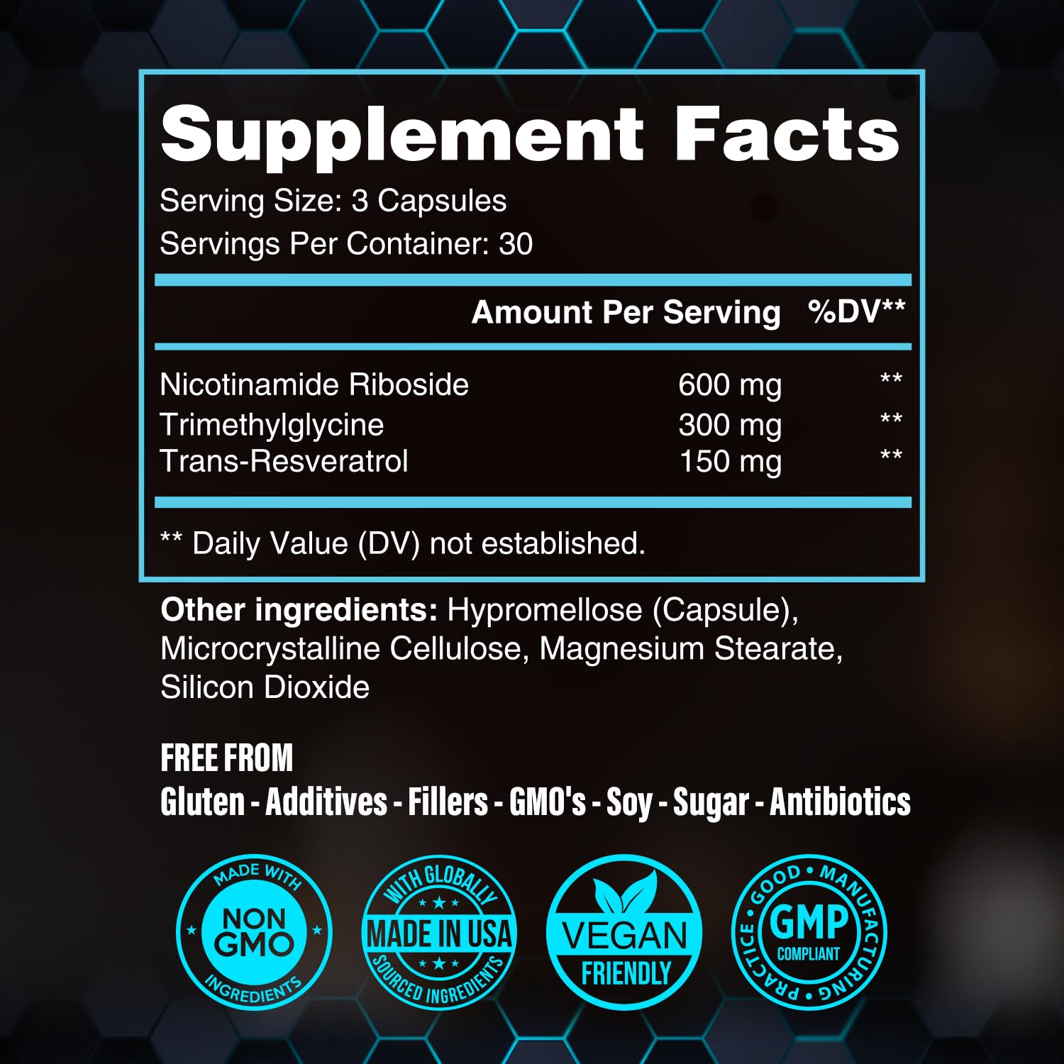 Foto 4 pulgar | Suplemento Benevolent Nourishment Nad+ 1050 Mg Con Trans-resveratrol - Venta Internacional.