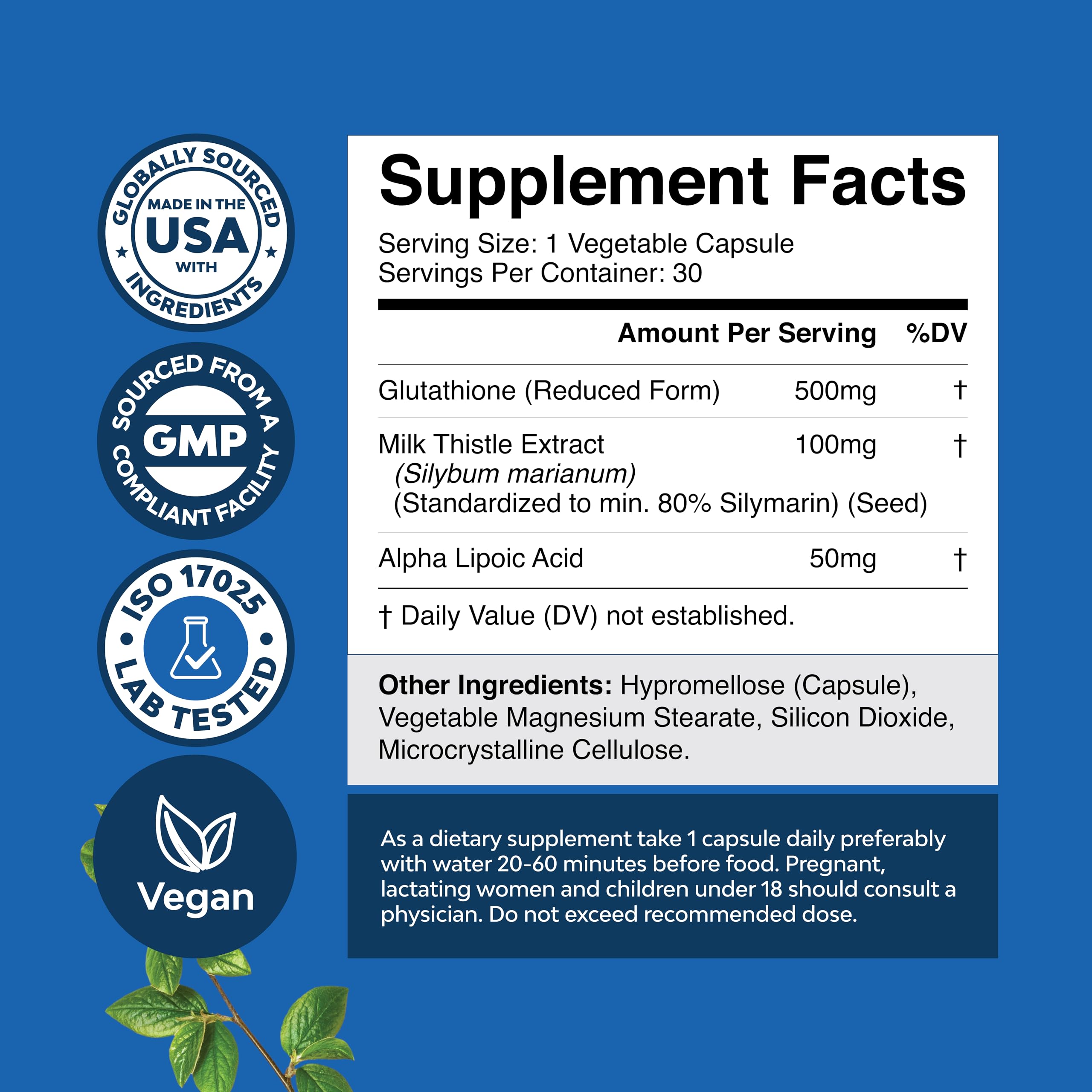 Foto 3 pulgar | Suplemento Natures Craft Con Contenido Reducido De Glutatión De 500 Mg Con Silimarina - Venta Internacional.